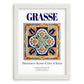 Grasse, France – Tourist Destination Poster, placed in minimal white frame