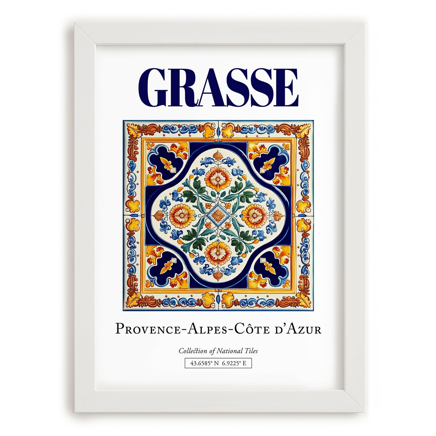 Grasse, France – Tourist Destination Poster, placed in minimal white frame
