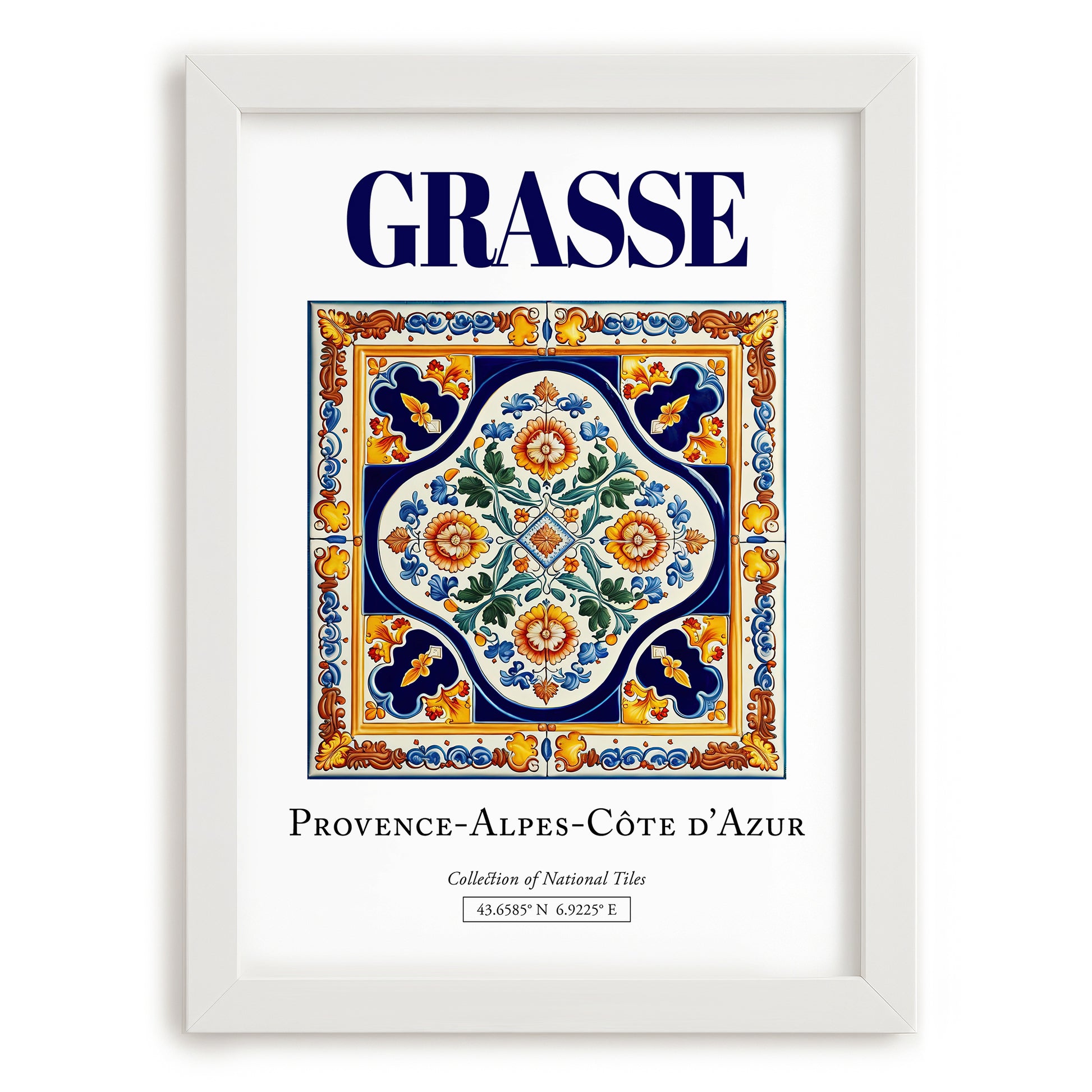 Grasse, France – Tourist Destination Poster, placed in minimal white frame