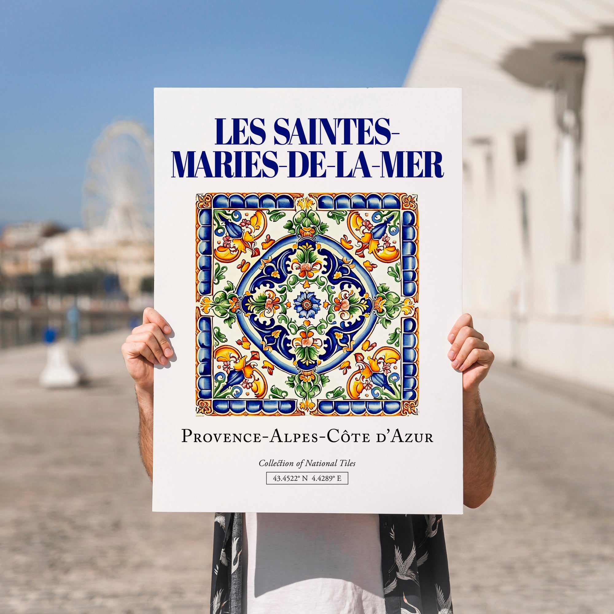 Les Saintes-Maries-de-la-Mer, France – Travel Wall Art, no-text version framed in wood