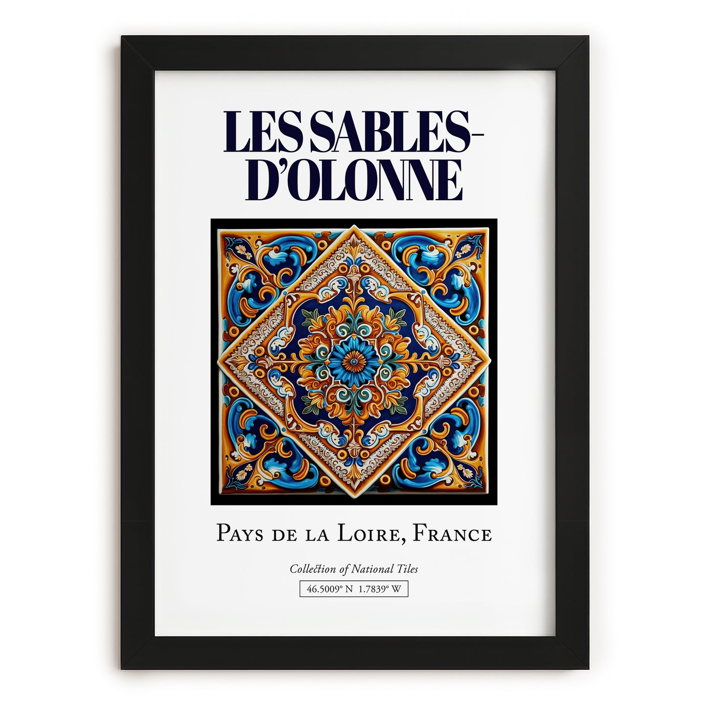 Les Sables-d'Olonne, France – Cultural Heritage Wall Art, in sleek black frame