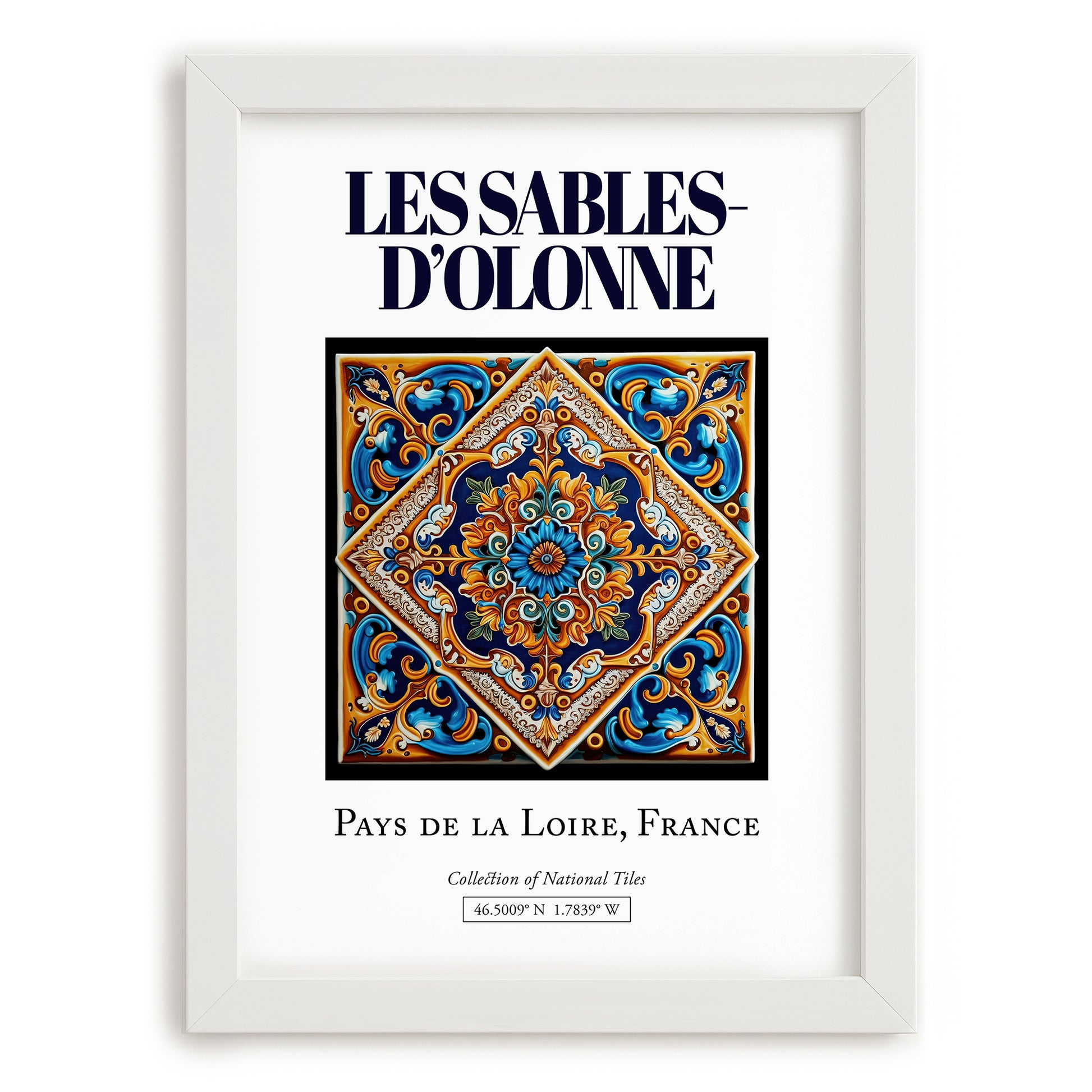 Les Sables-d'Olonne, France – Cultural Heritage Wall Art, placed in minimal white frame