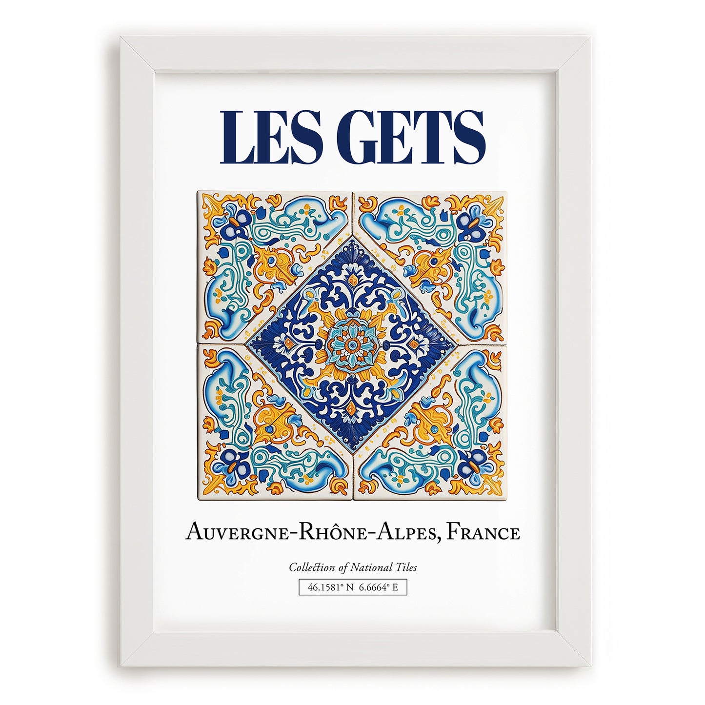 Les Gets, France – Travel Poster, placed in minimal white frame
