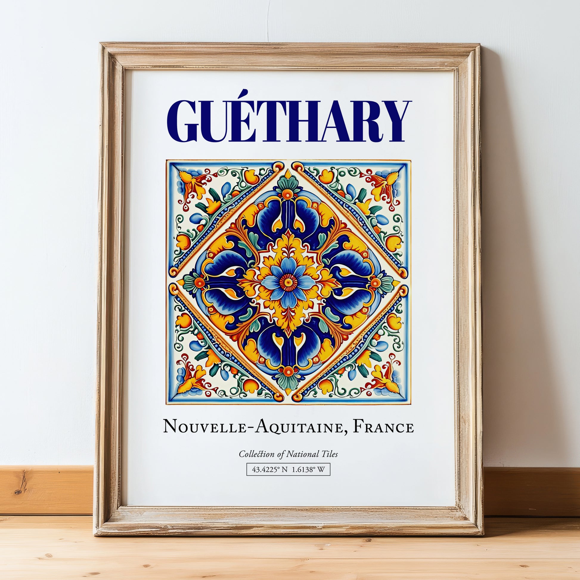 Guéthary, France – Wanderlust Wall Decor, in wooden frame leaning on the floor