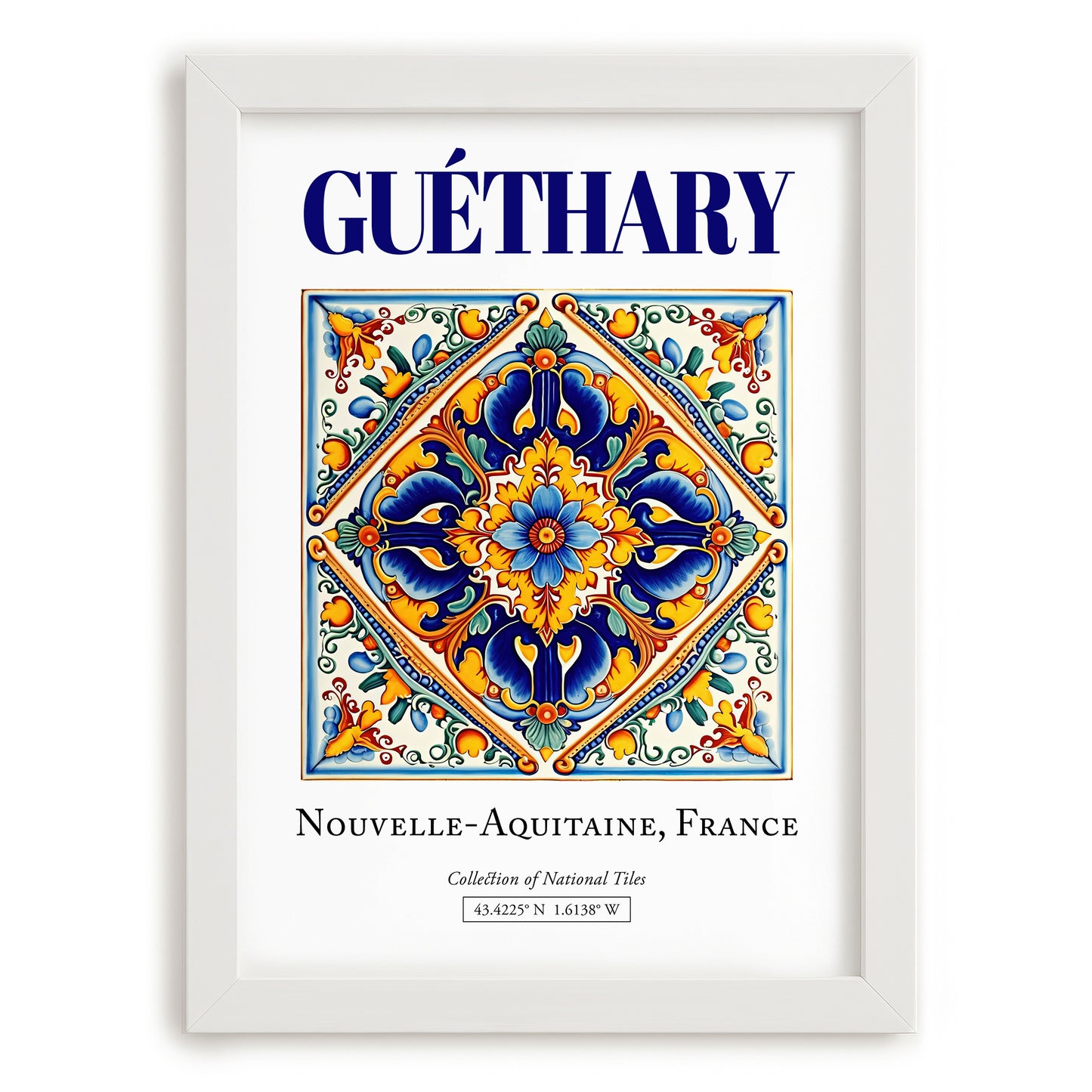 Guéthary, France – Wanderlust Wall Decor, placed in minimal white frame