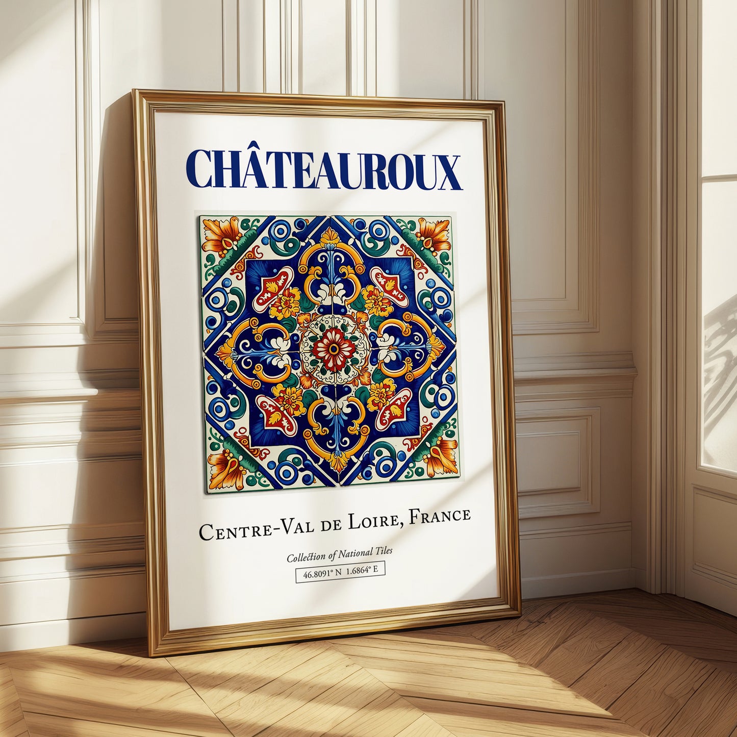 Châteauroux, France – Travel Print, styled in a charming Paris street view