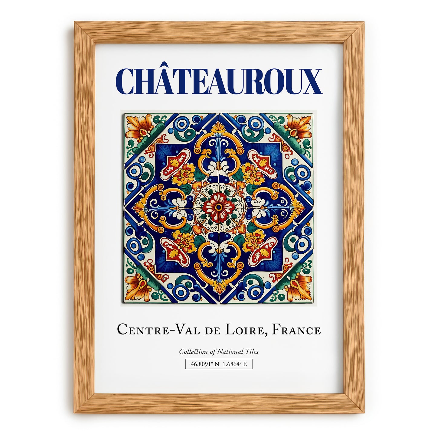 Châteauroux, France – Travel Print, set in oak frame