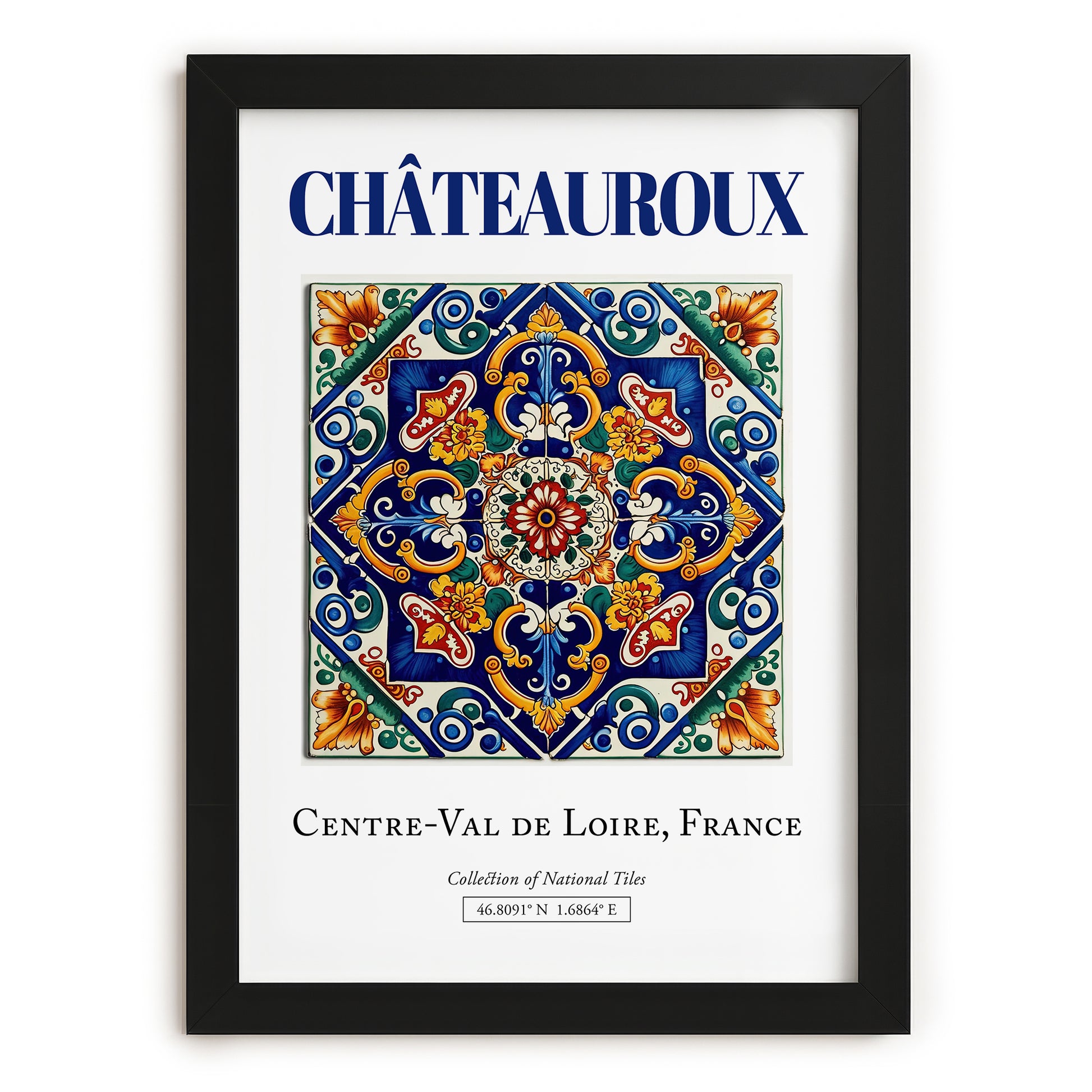 Châteauroux, France – Travel Print, in sleek black frame