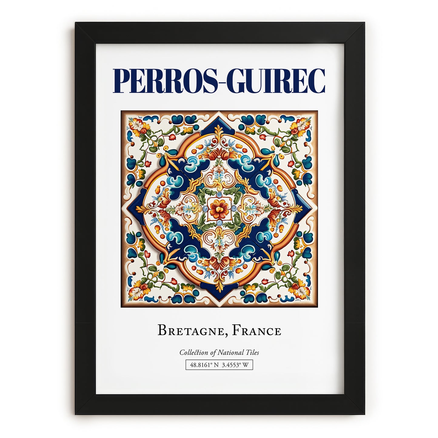 Perros-Guirec, France – Travel Poster, in sleek black frame