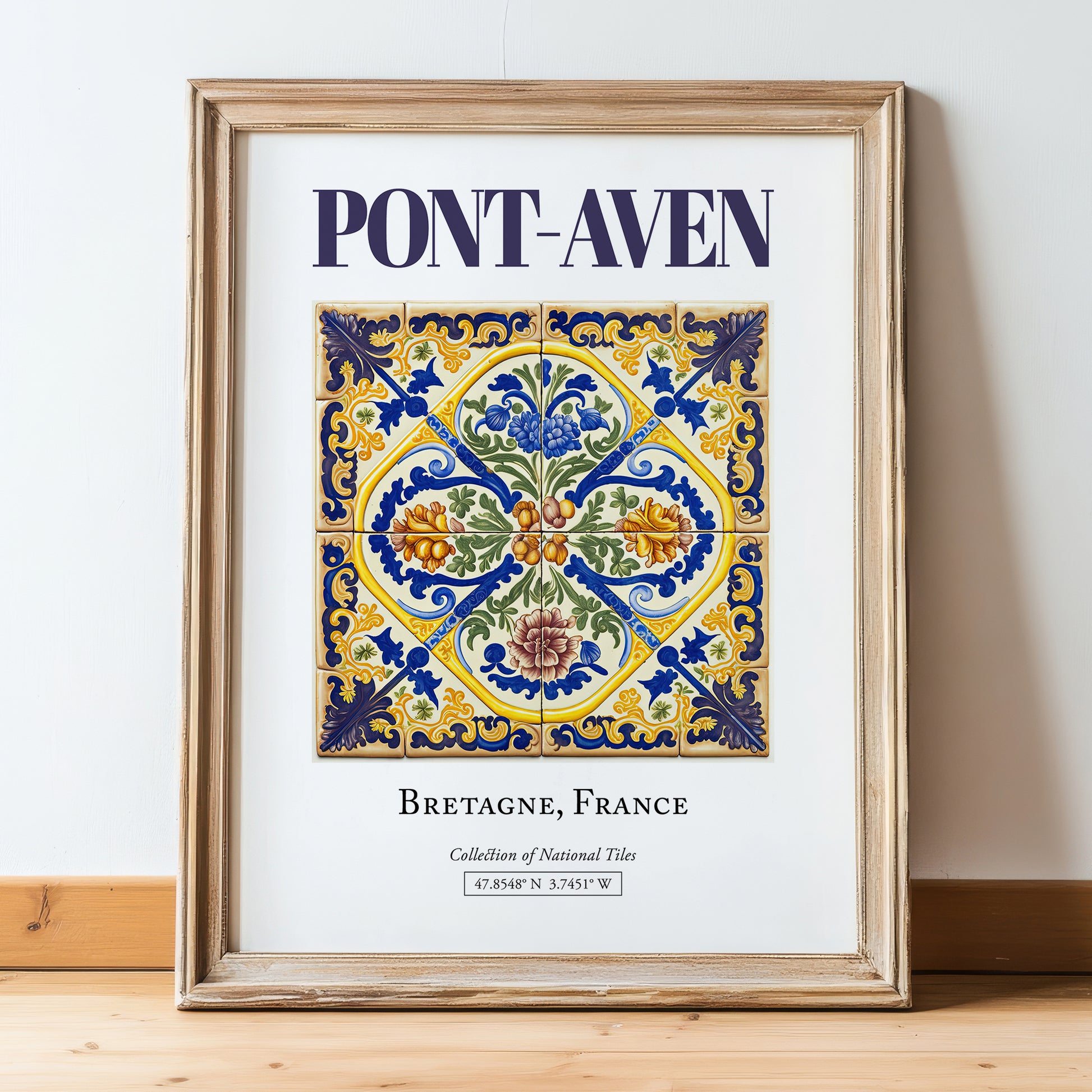 Pont-Aven, France – Travel Wall Art, in wooden frame leaning on the floor
