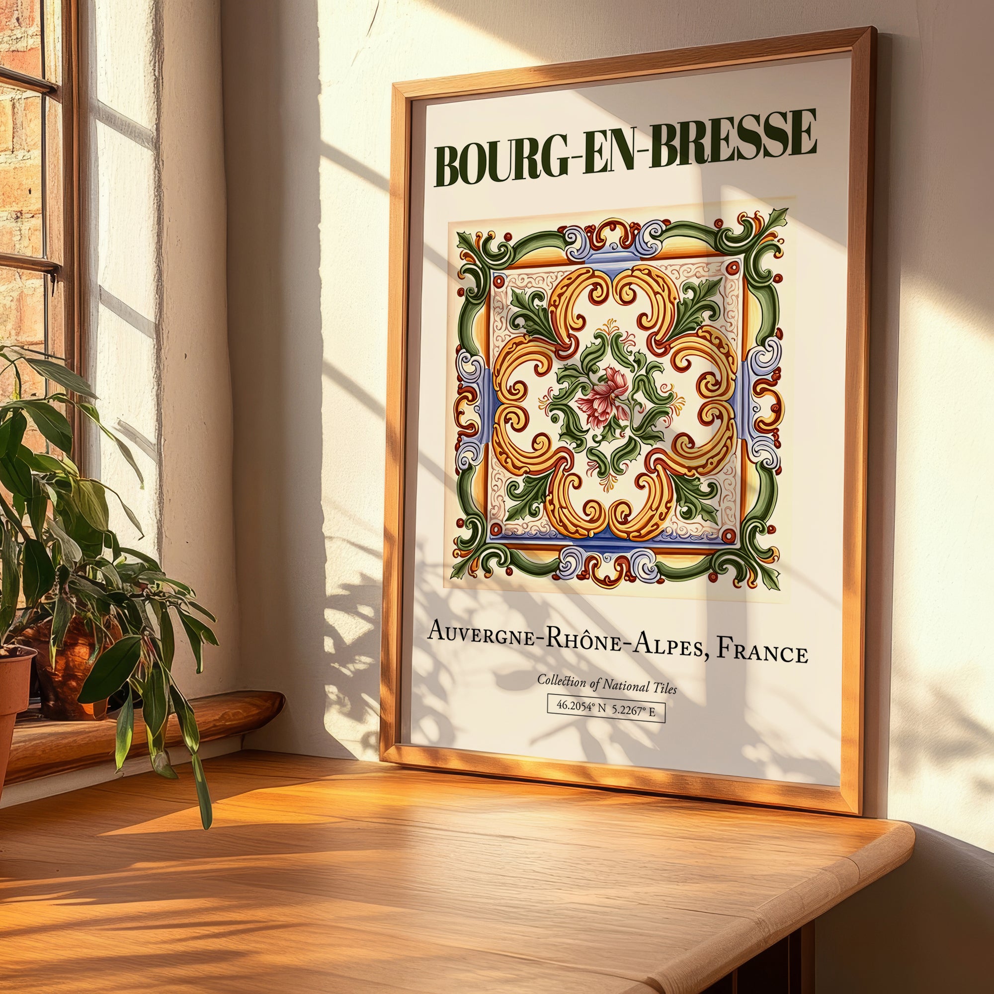Bourg-en-Bresse, France – Travel Poster, clean layout with no caption