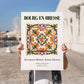 Bourg-en-Bresse, France – Travel Poster, no-text version framed in wood