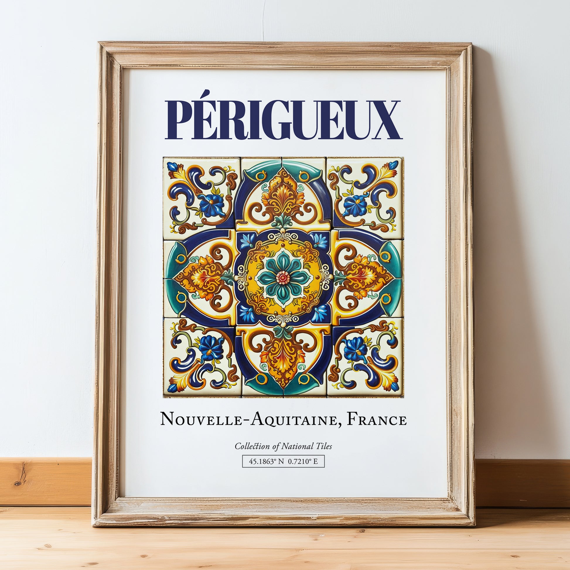 Périgueux, France – Travel Wall Decor, in wooden frame leaning on the floor
