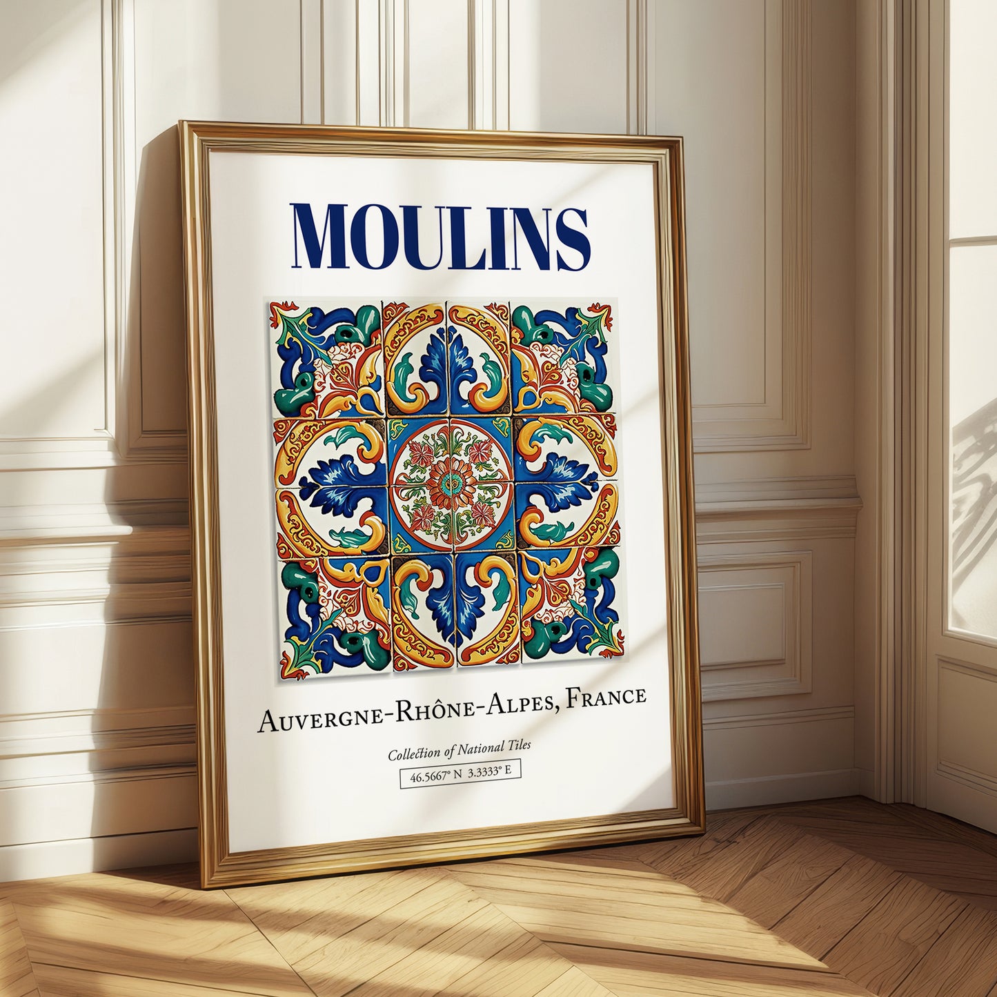 Moulins, France – Travel Poster, styled in a charming Paris street view