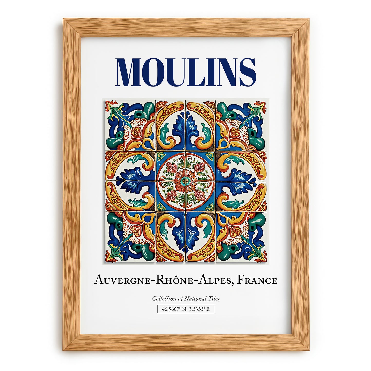 Moulins, France – Travel Poster, set in oak frame