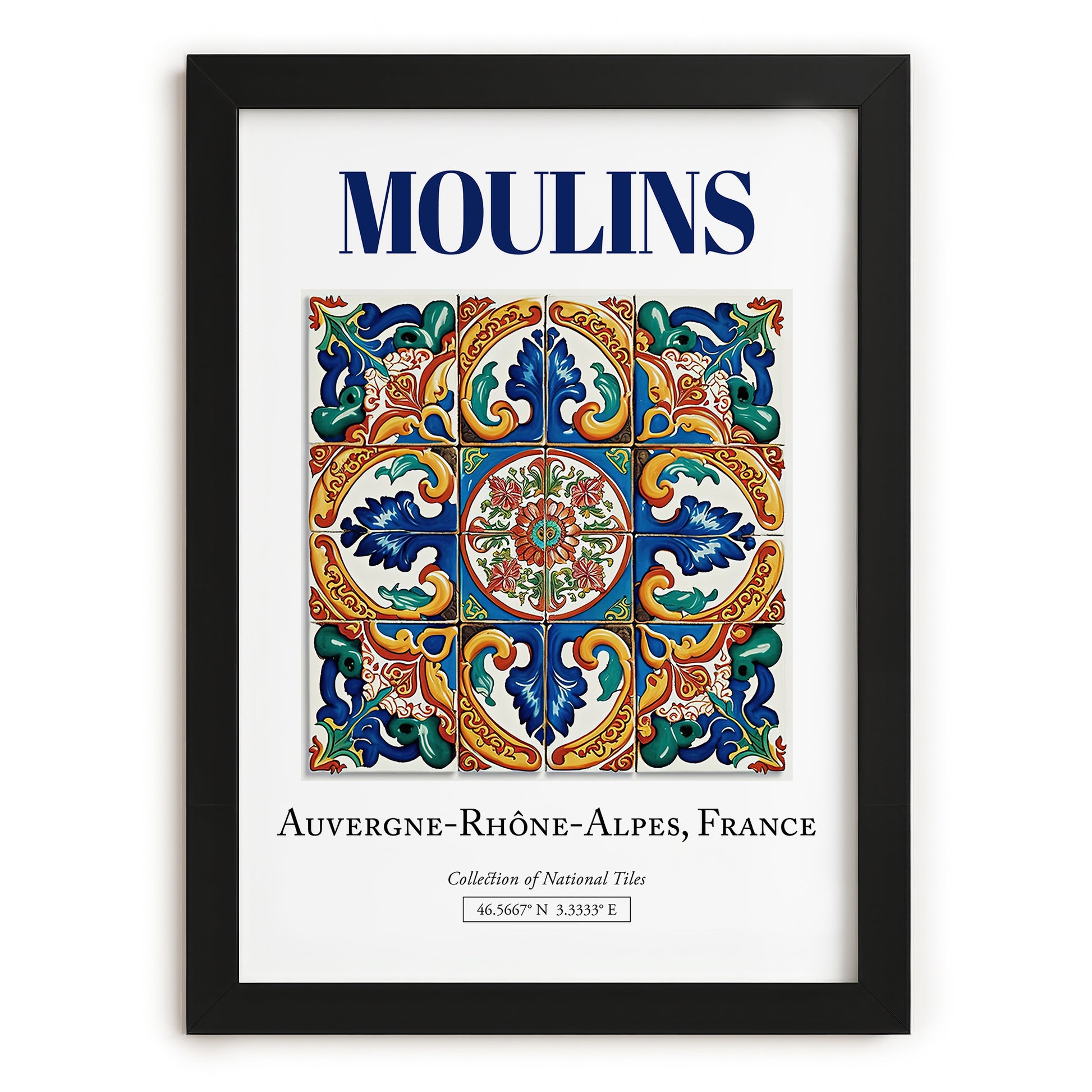 Moulins, France – Travel Poster, in sleek black frame