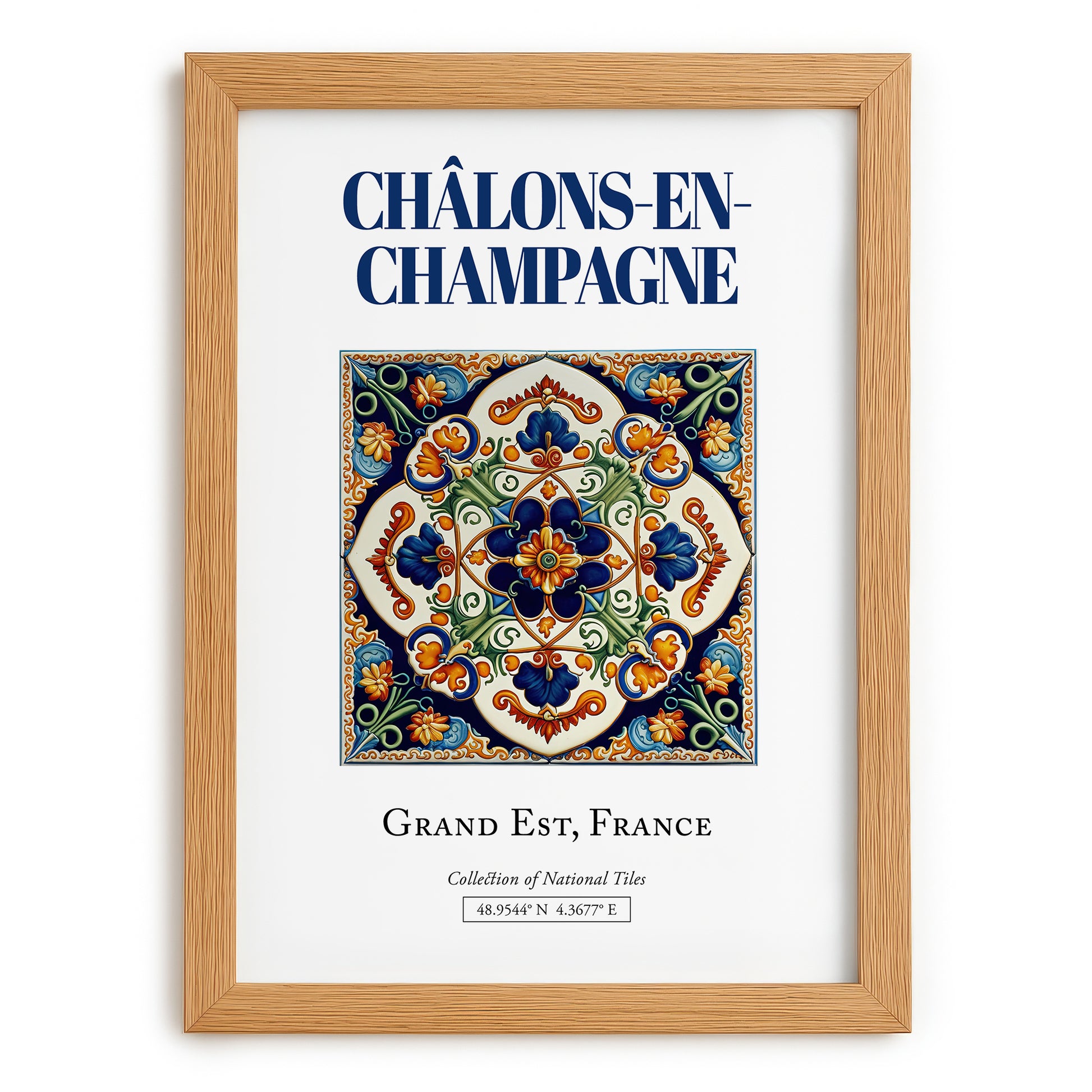 Châlons-en-Champagne, France – Travel Wall Art, set in oak frame