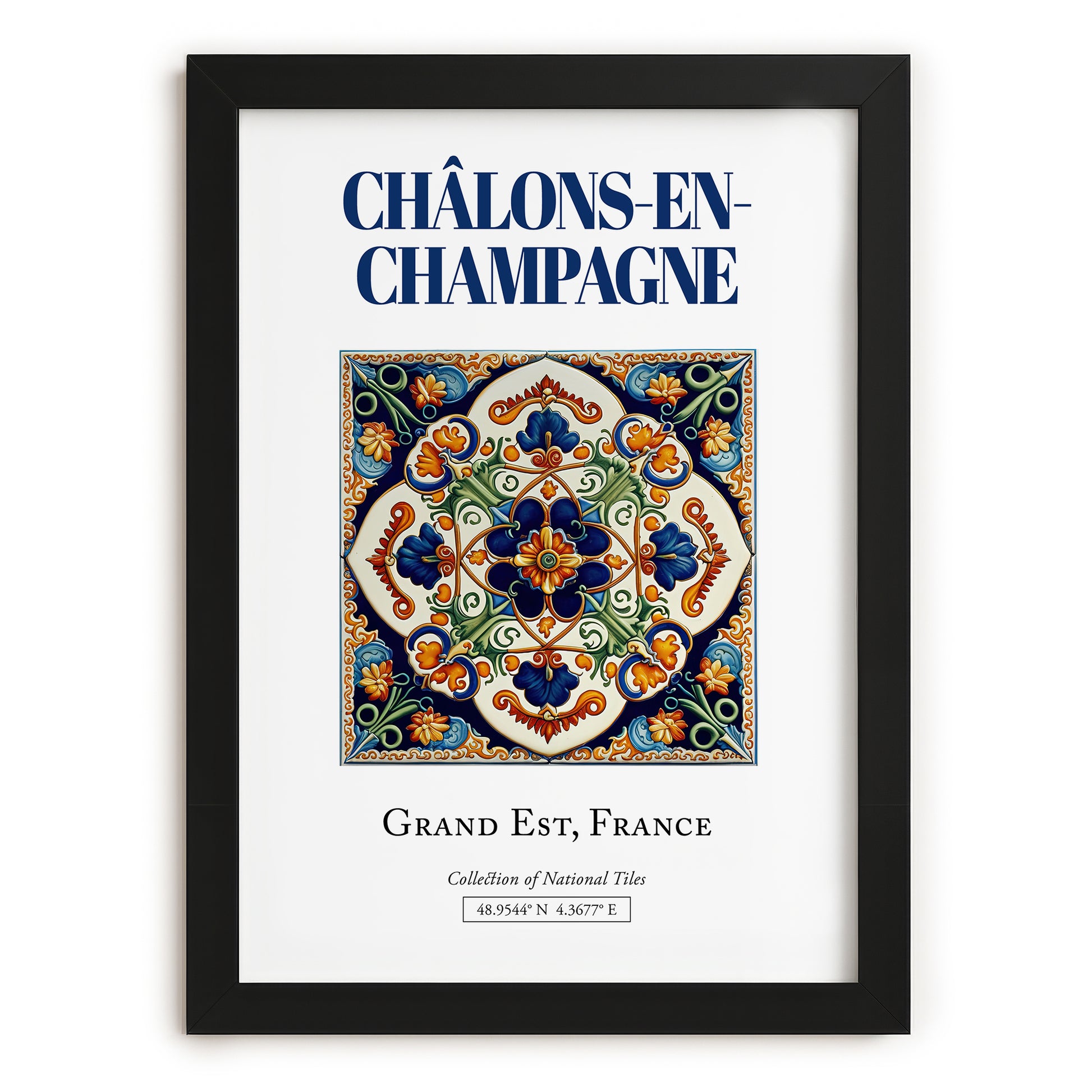 Châlons-en-Champagne, France – Travel Wall Art, in sleek black frame