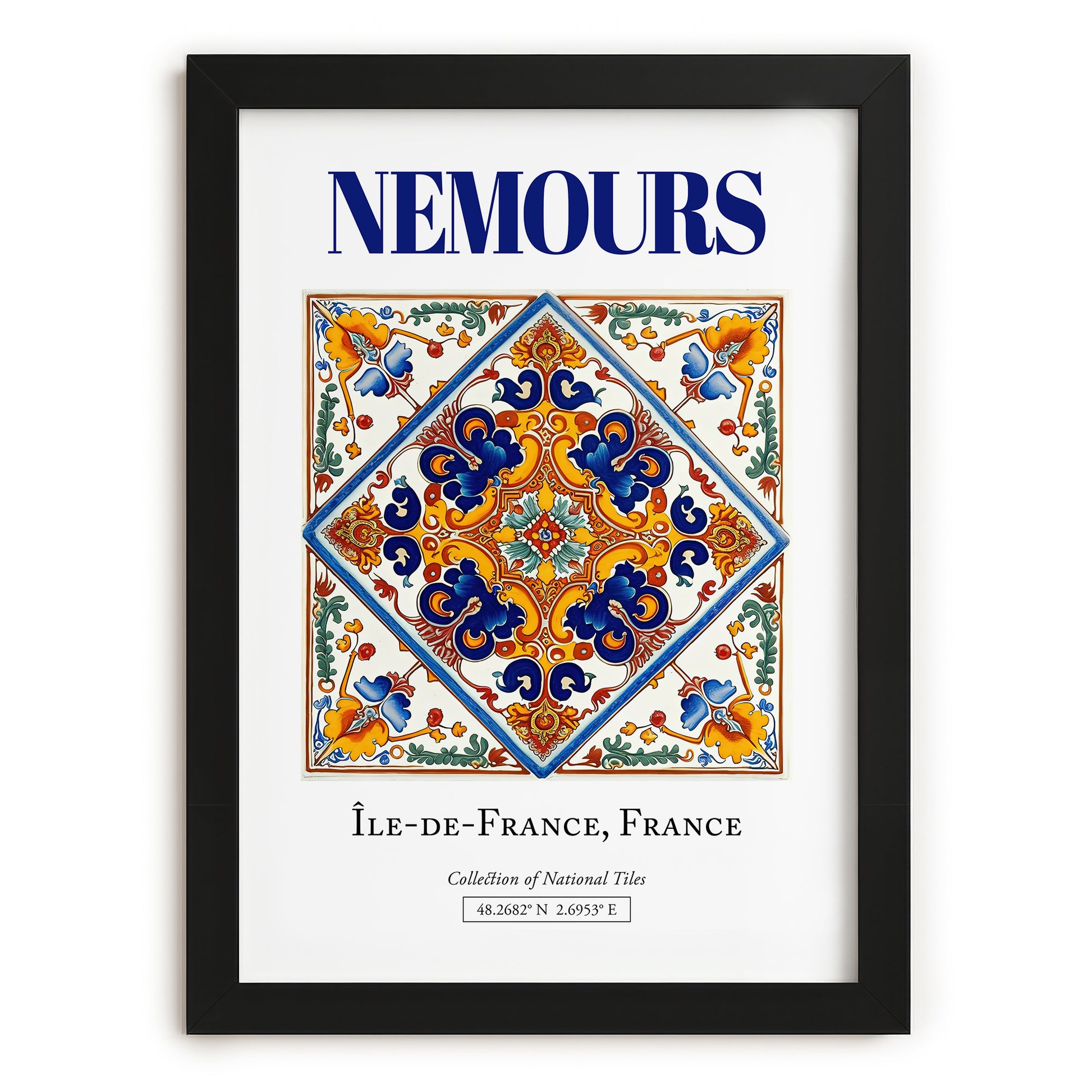 Nemours, France – Historic Cities Art Print, in sleek black frame