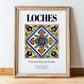 Loches, France – Travel Poster, in wooden frame leaning on the floor