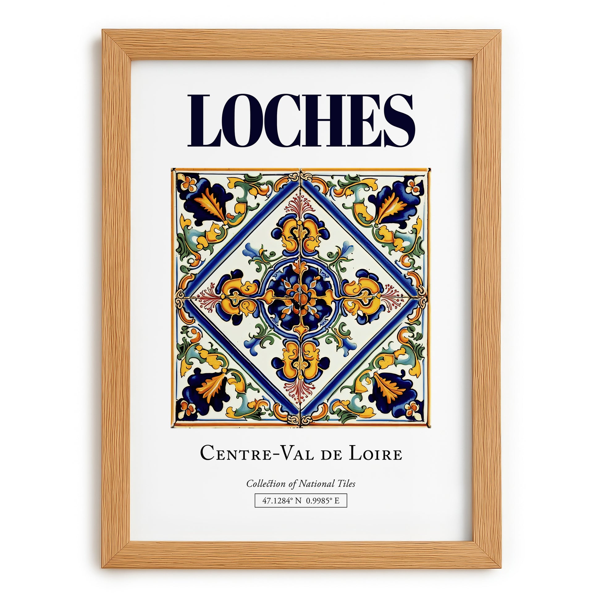 Loches, France – Travel Poster, set in oak frame