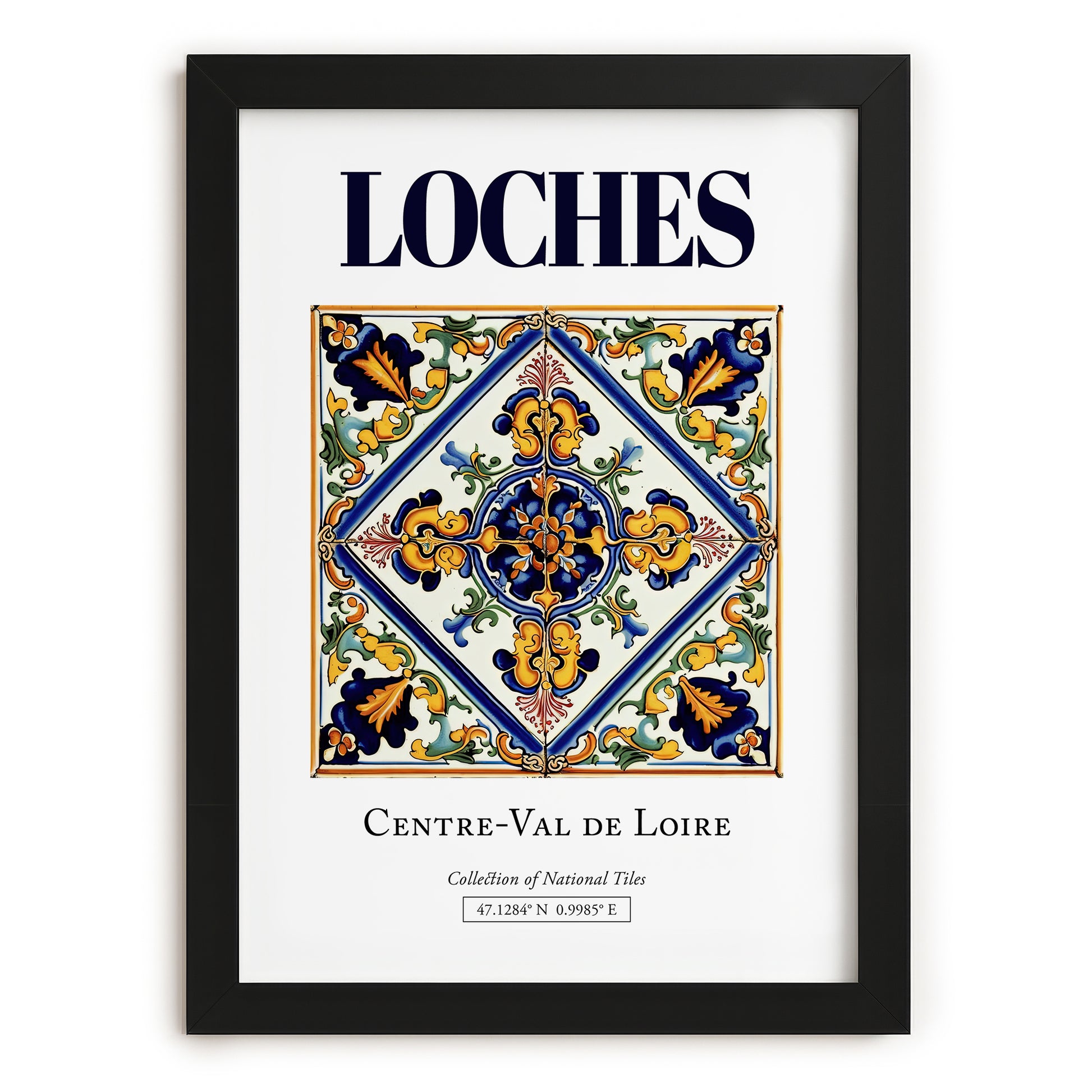 Loches, France – Travel Poster, in sleek black frame