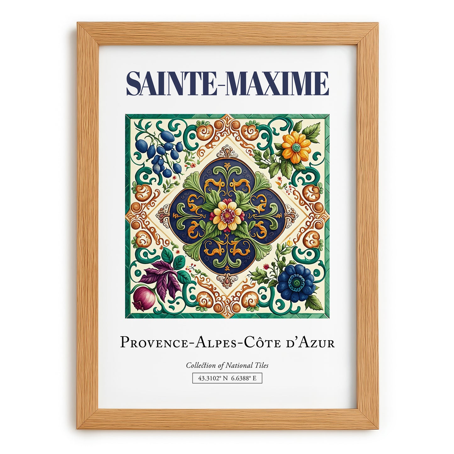 Sainte-Maxime, France – Country Culture Poster, set in oak frame