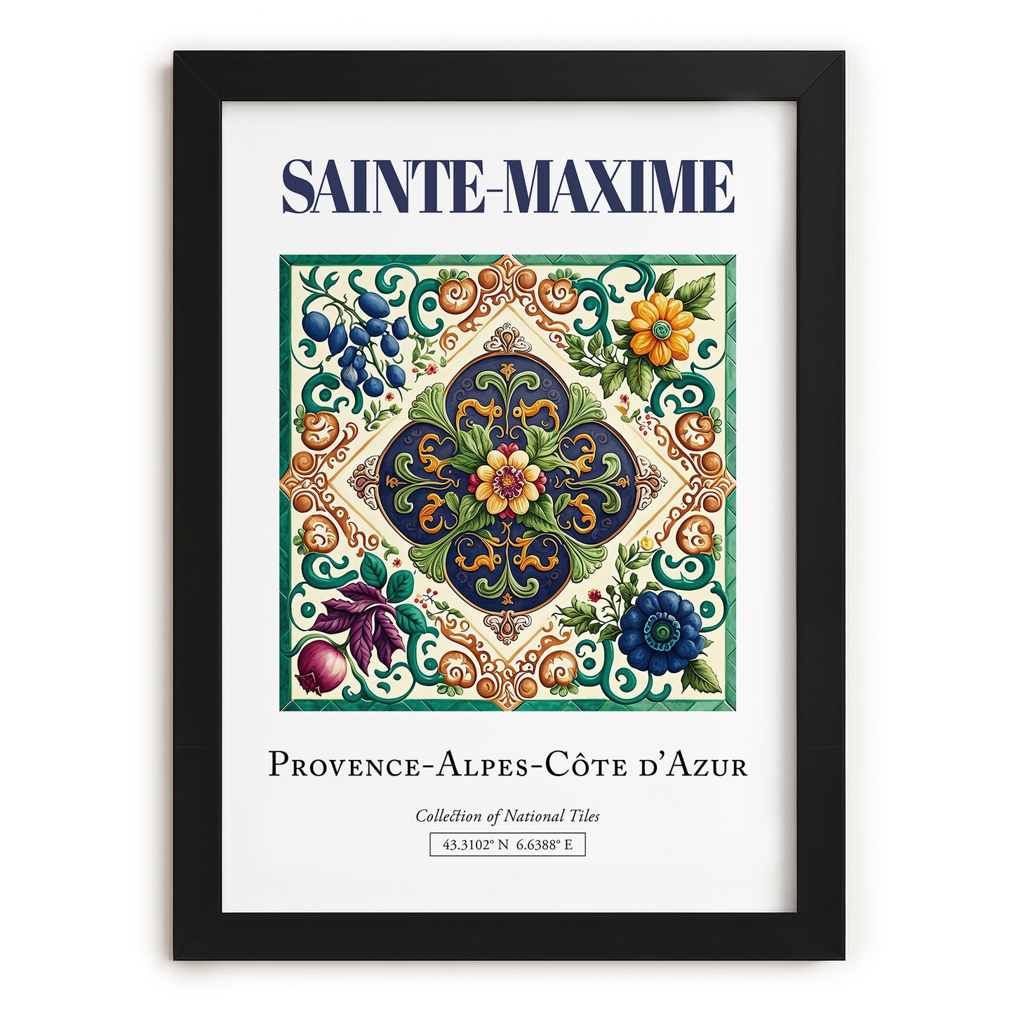 Sainte-Maxime, France – Country Culture Poster, in sleek black frame