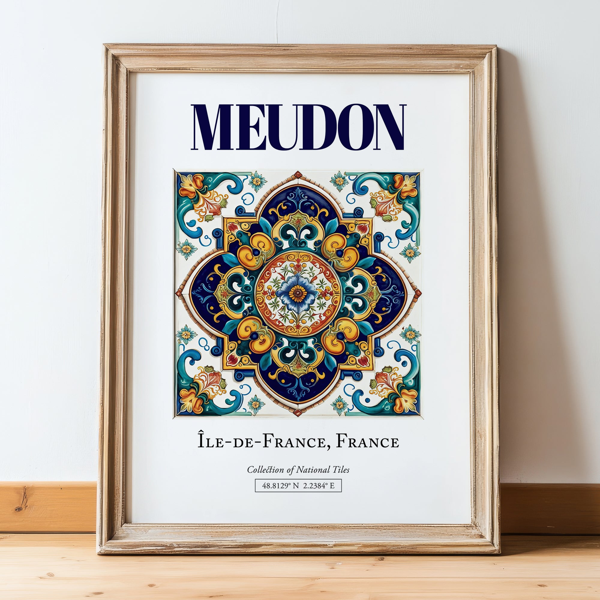Meudon, France – Travel Print, in wooden frame leaning on the floor