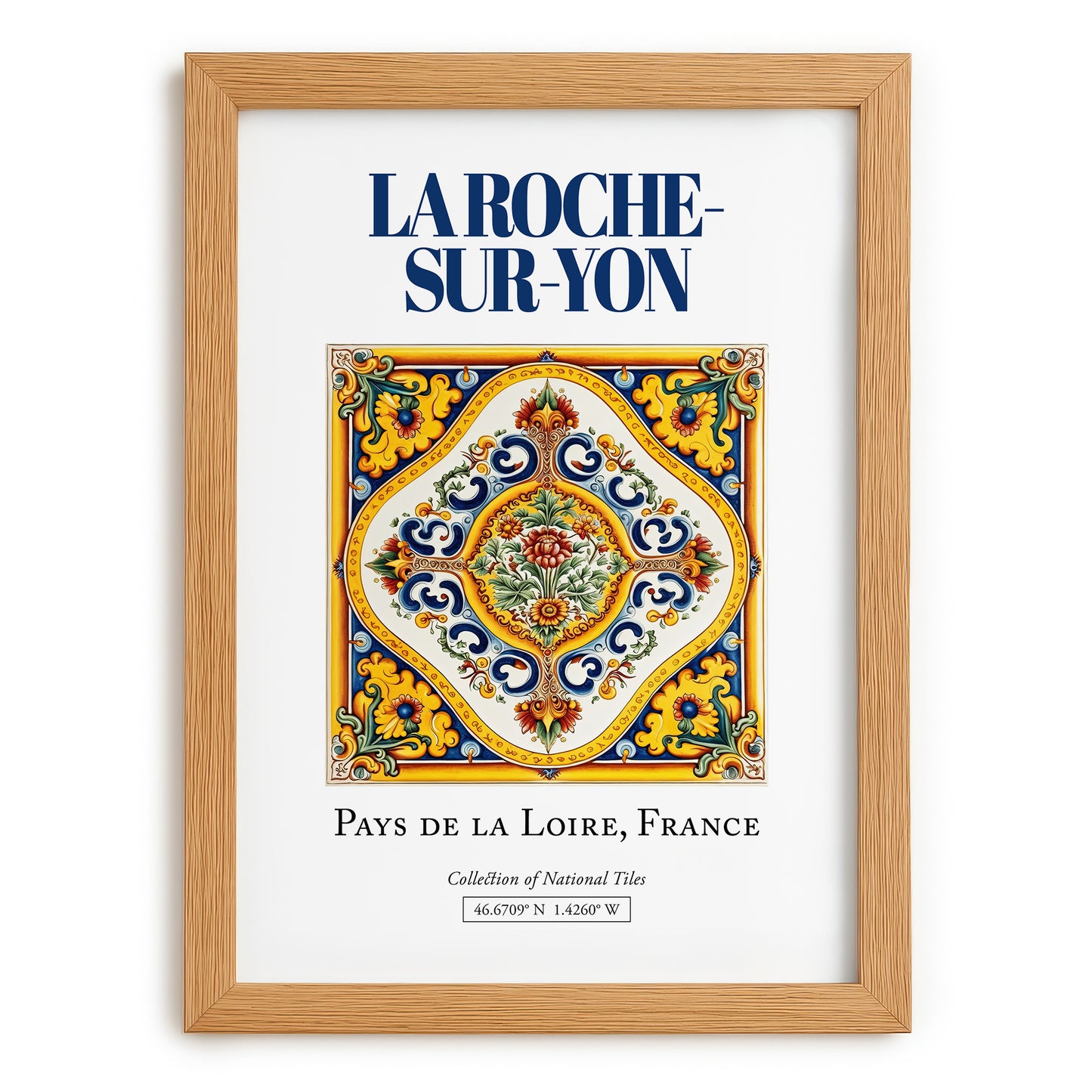La Roche-sur-Yon, France – Wanderlust Wall Decor, set in oak frame
