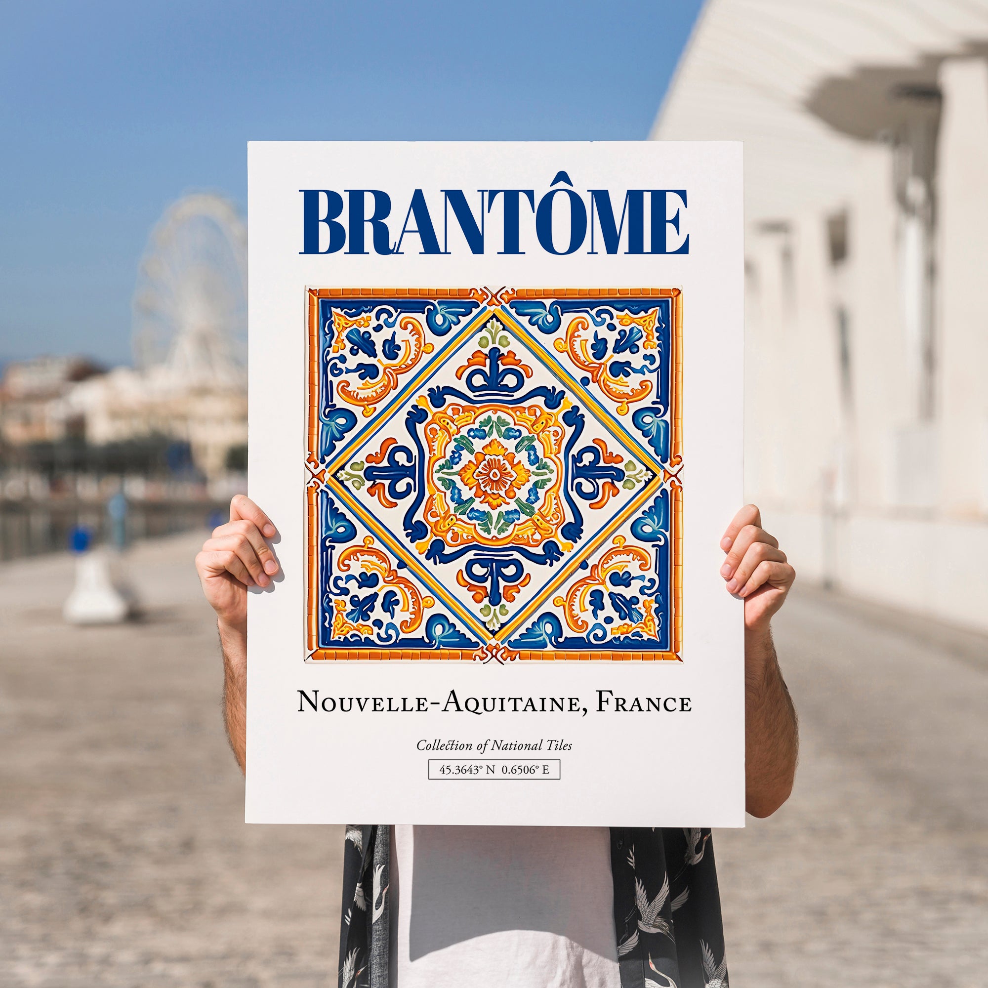 Brantôme, France – Travel Poster, no-text version framed in wood