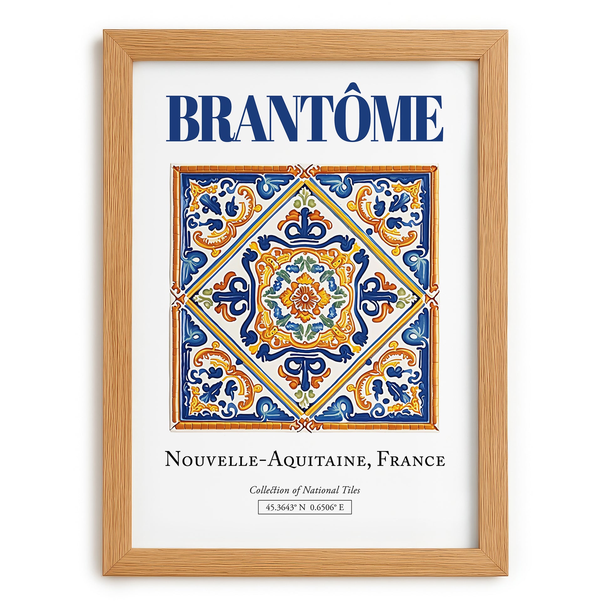 Brantôme, France – Travel Poster, set in oak frame