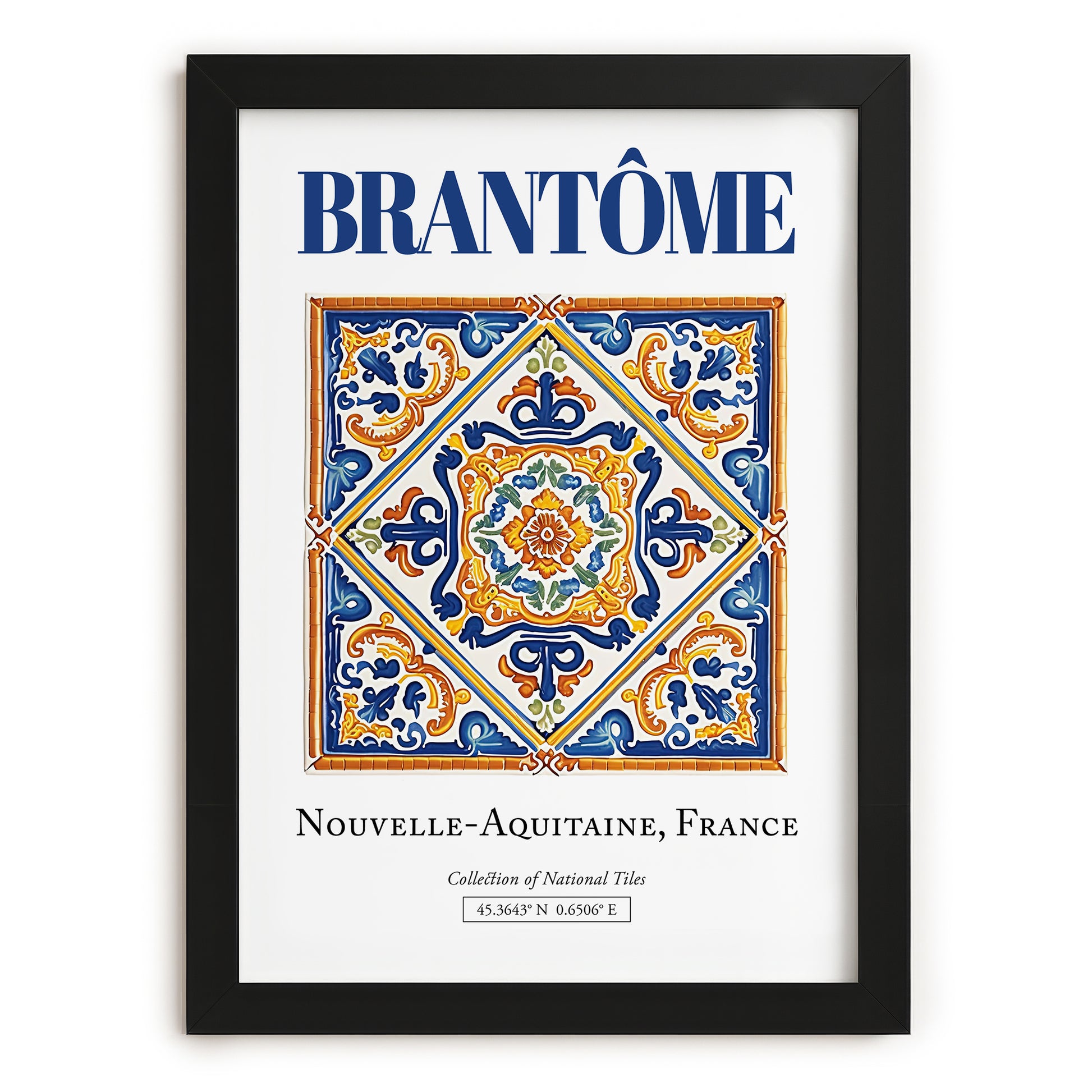 Brantôme, France – Travel Poster, in sleek black frame