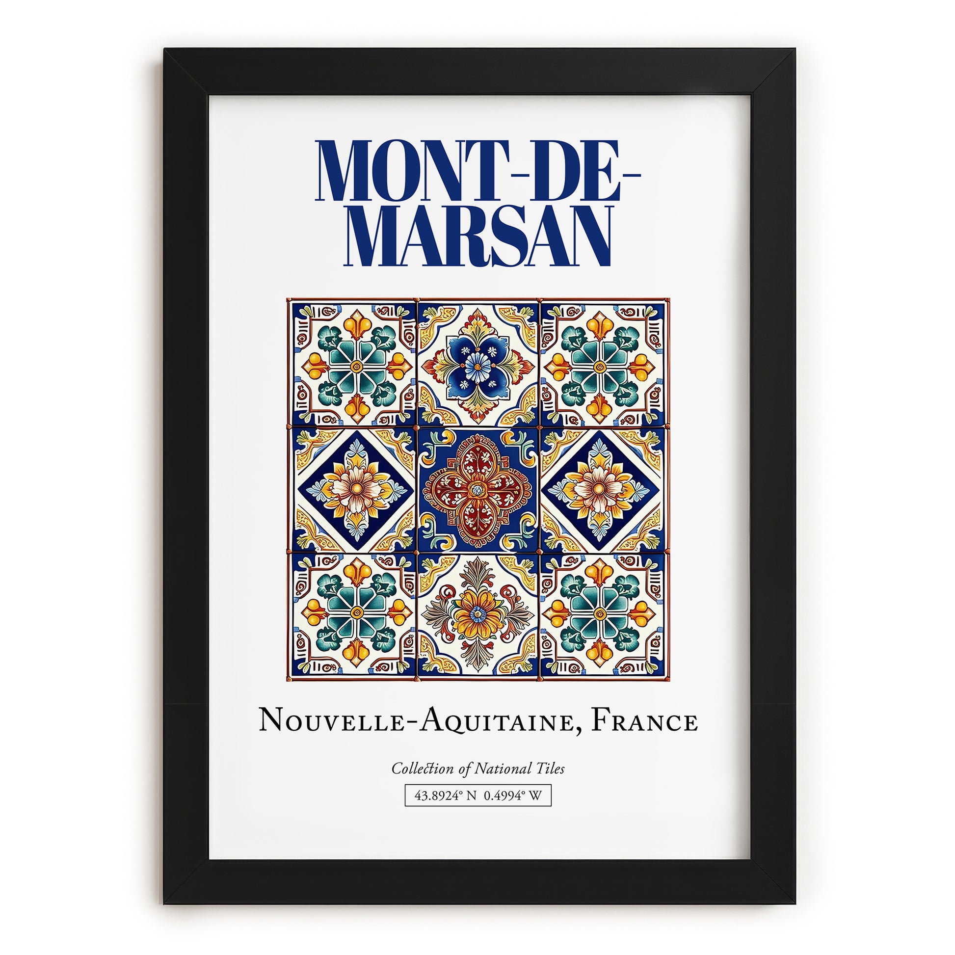 Mont-de-Marsan, France – Travel Destination Art, in sleek black frame