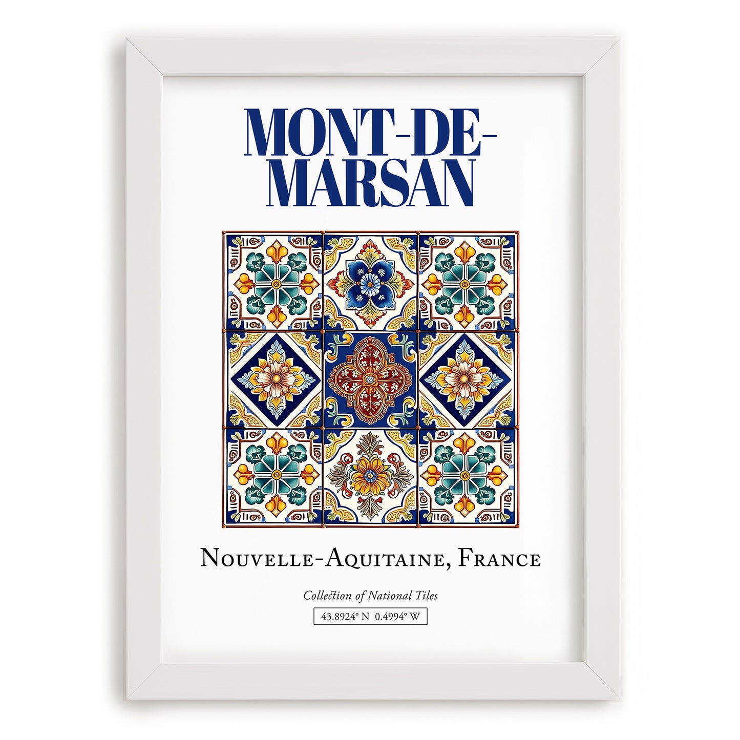 Mont-de-Marsan, France – Travel Destination Art, placed in minimal white frame