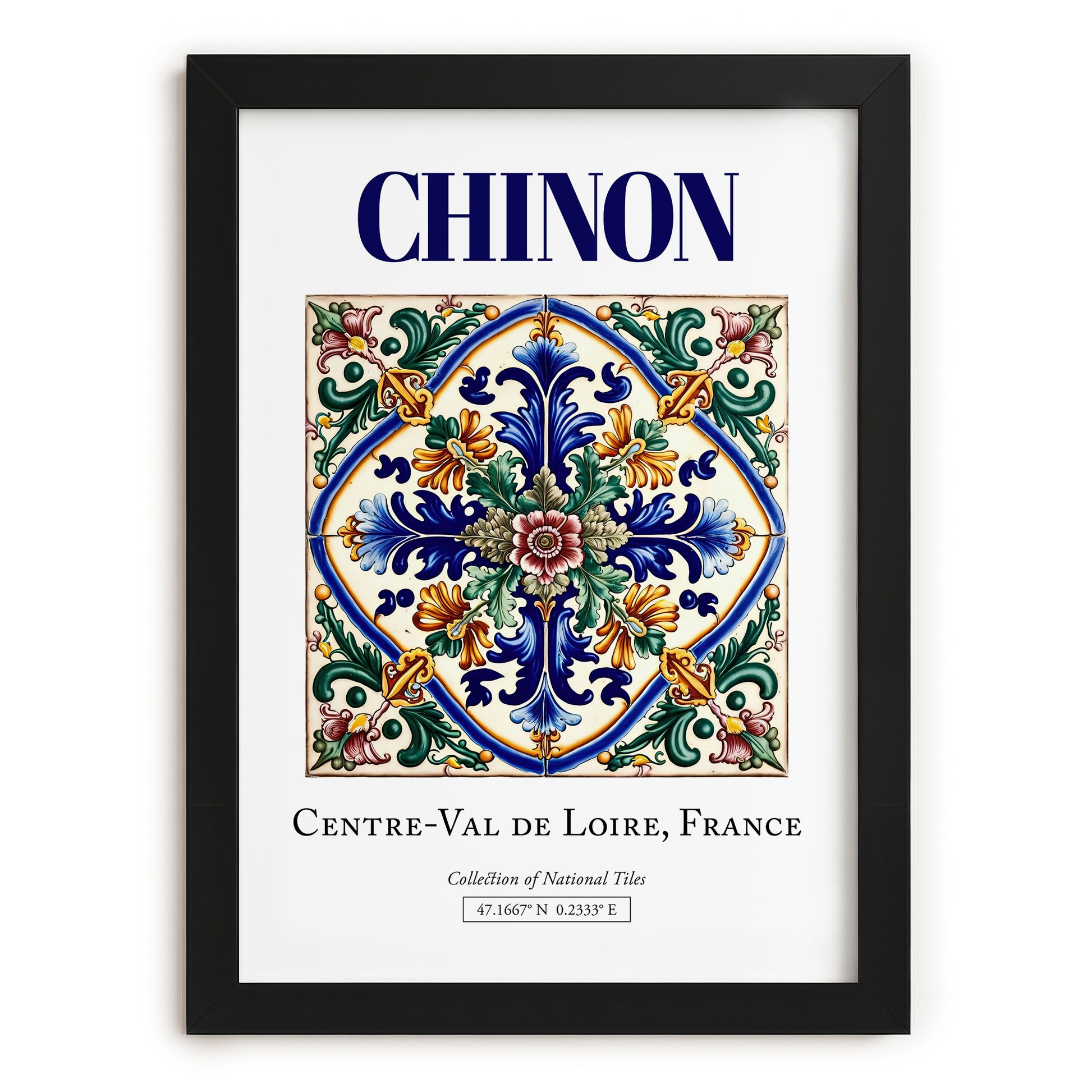 Chinon, France – Travel Poster, in sleek black frame