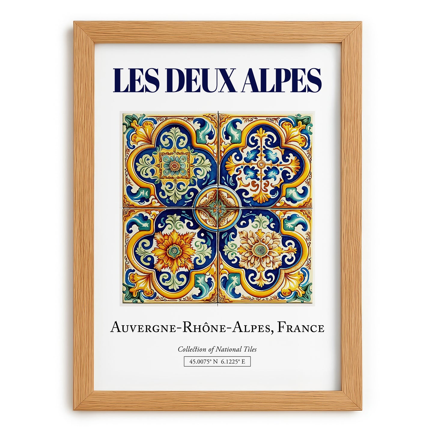 Les Deux Alpes, France – Global Cities Wall Print, set in oak frame