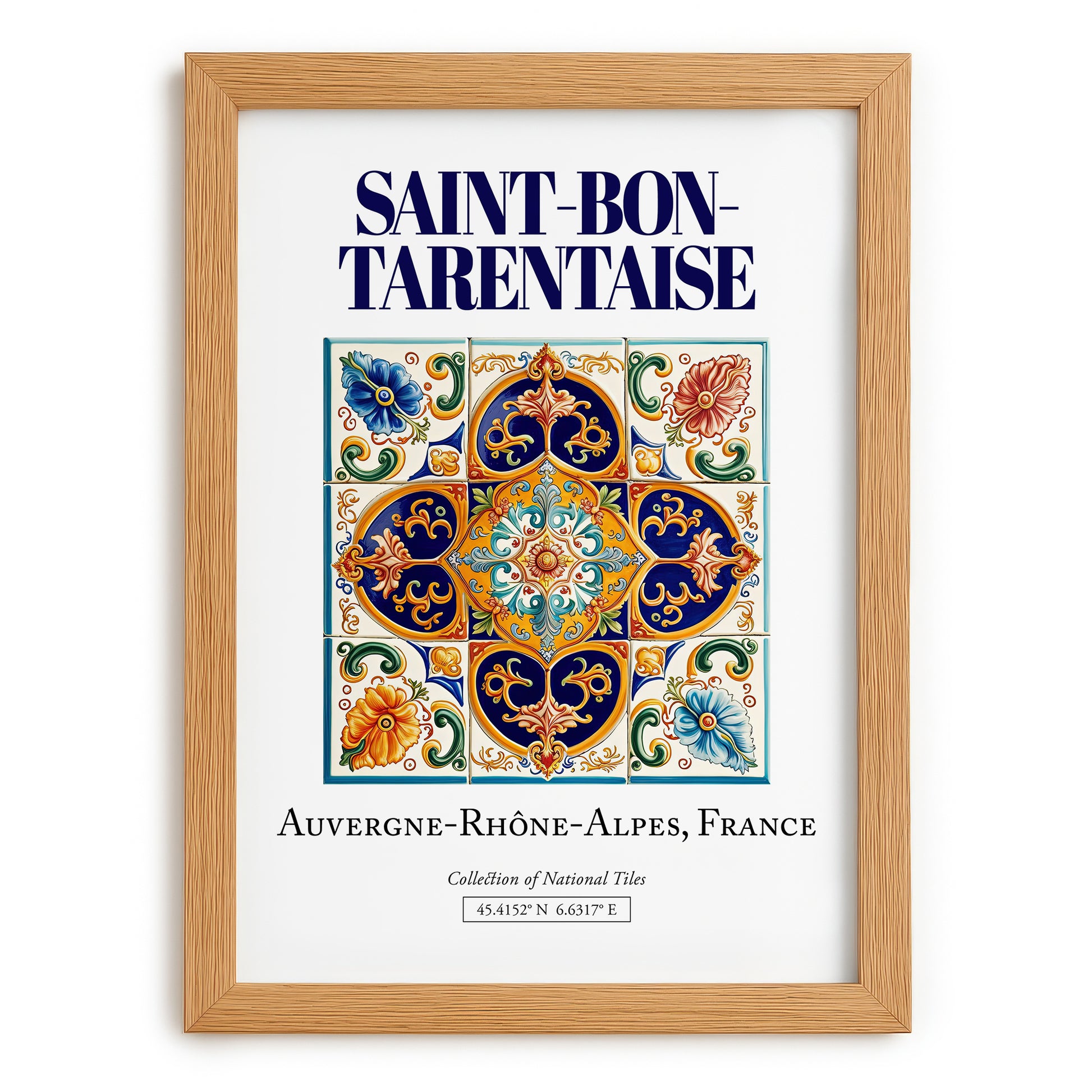 Saint-Bon-Tarentaise, France – Global Cities Wall Print, set in oak frame