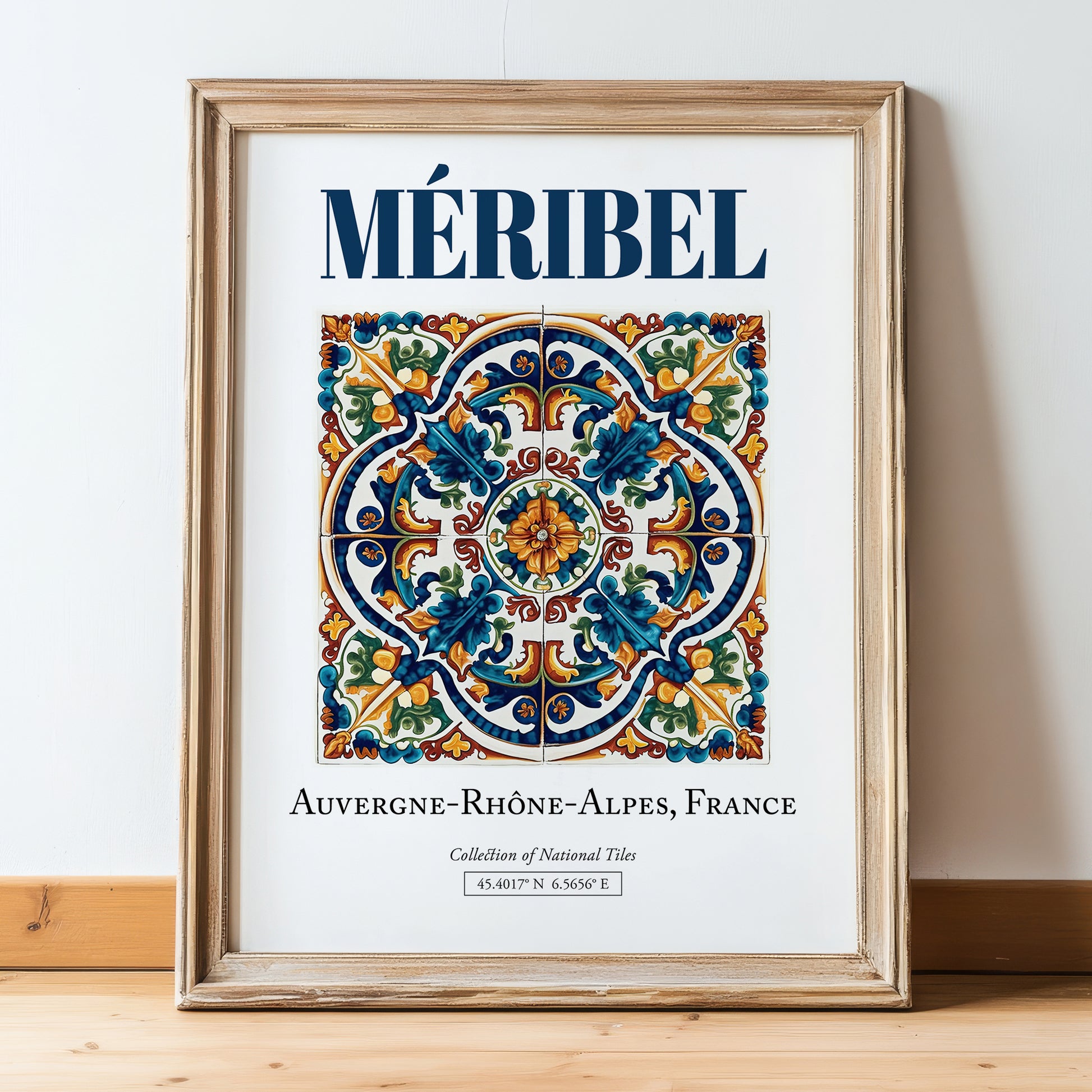 Méribel, France – Travel Wall Decor, in wooden frame leaning on the floor