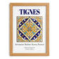 Tignes, France – Retro Travel Poster, set in oak frame