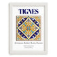 Tignes, France – Retro Travel Poster, placed in minimal white frame