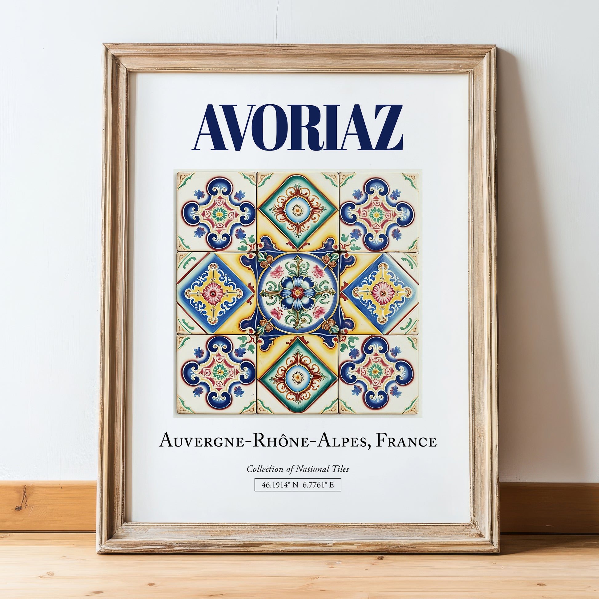 Avoriaz, France – Travel Print, in wooden frame leaning on the floor