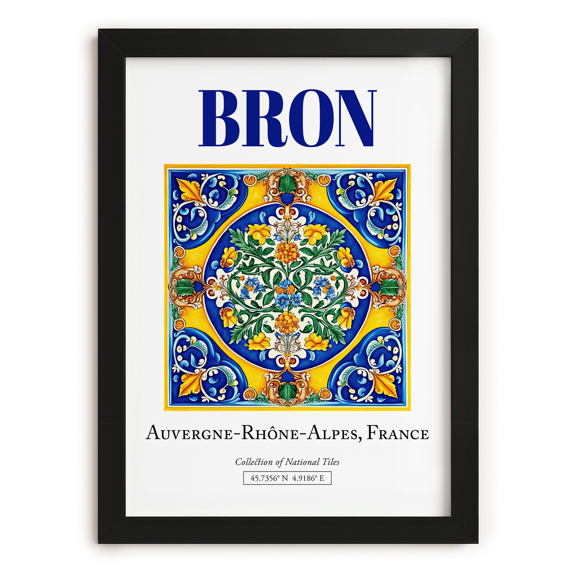 Bron, France – Travel Print, in sleek black frame