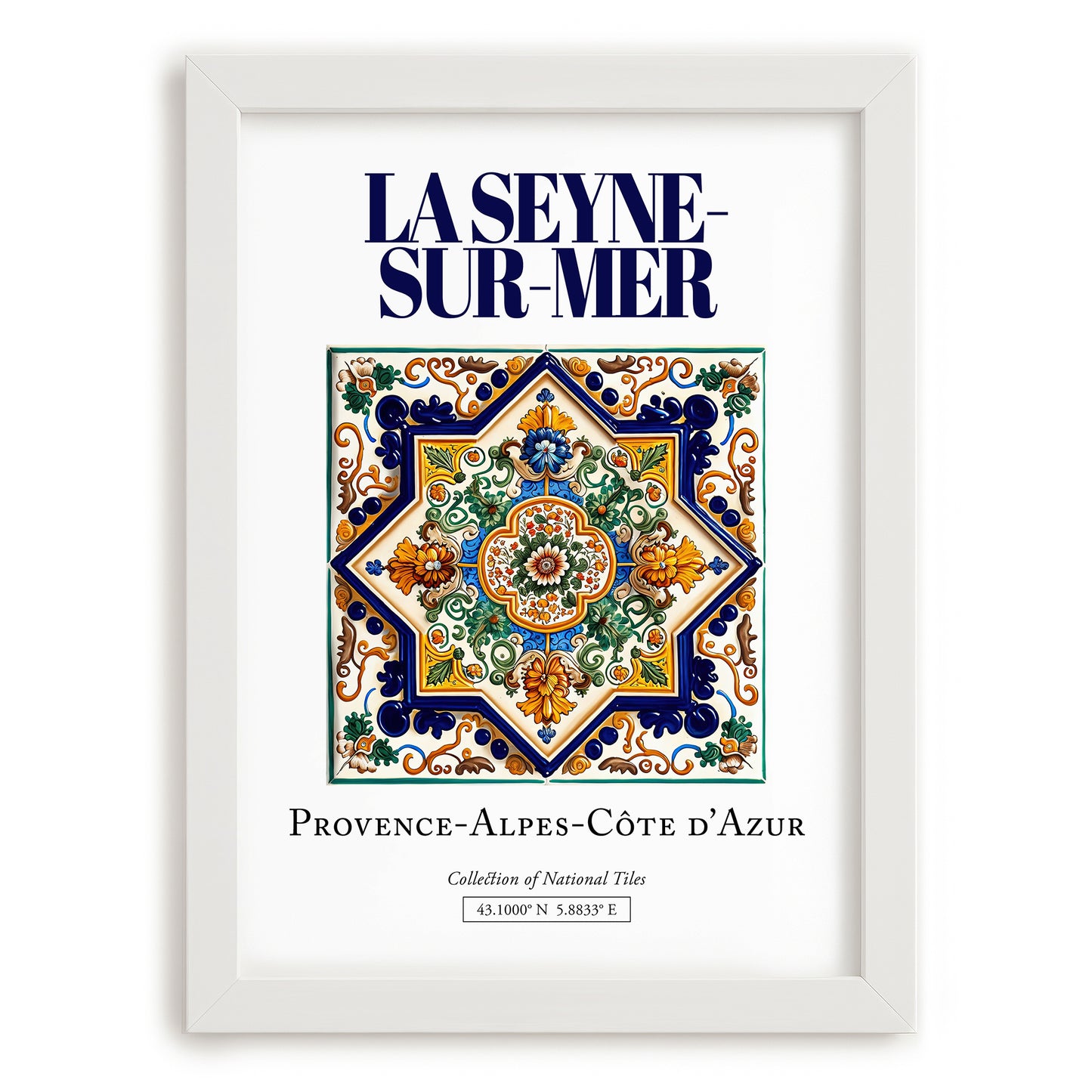 La Seyne-sur-Mer, France – Travel Poster, placed in minimal white frame