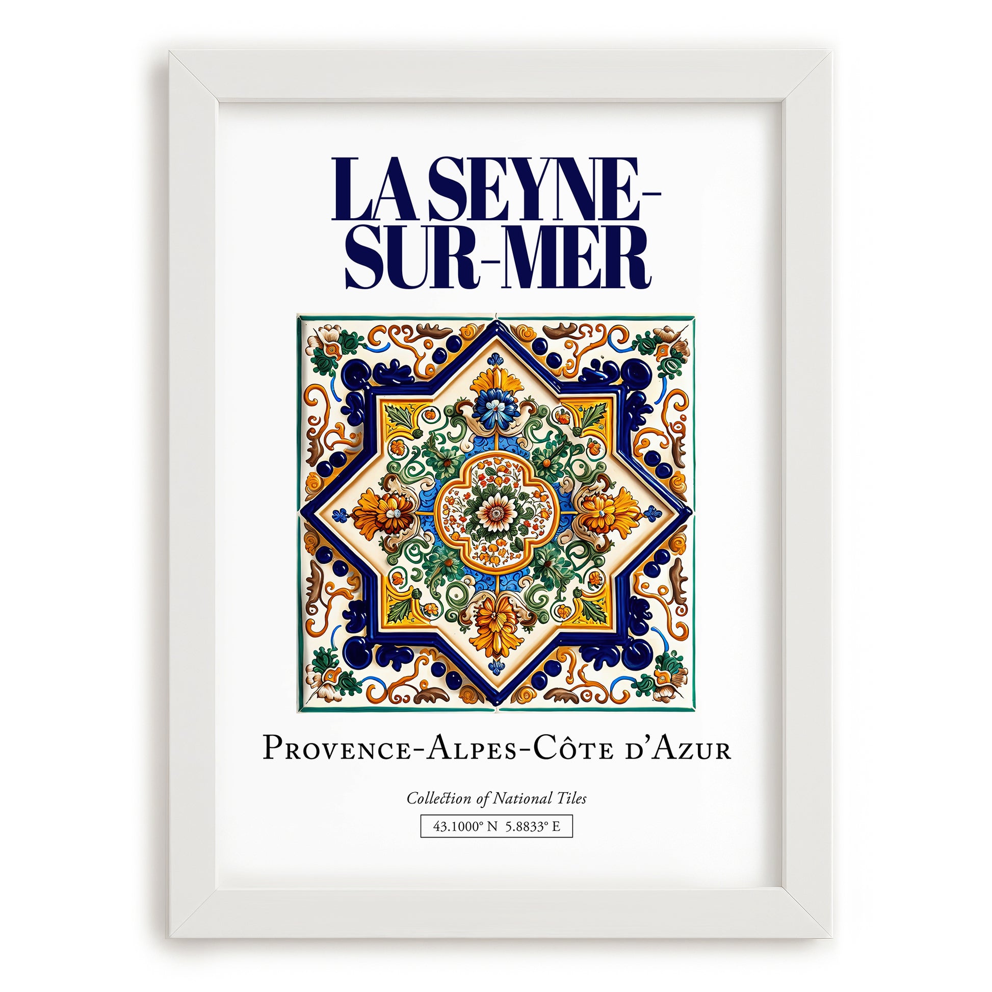 La Seyne-sur-Mer, France – Travel Poster, placed in minimal white frame