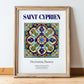 Saint-Cyprien, France – World Heritage Travel Poster, in wooden frame leaning on the floor