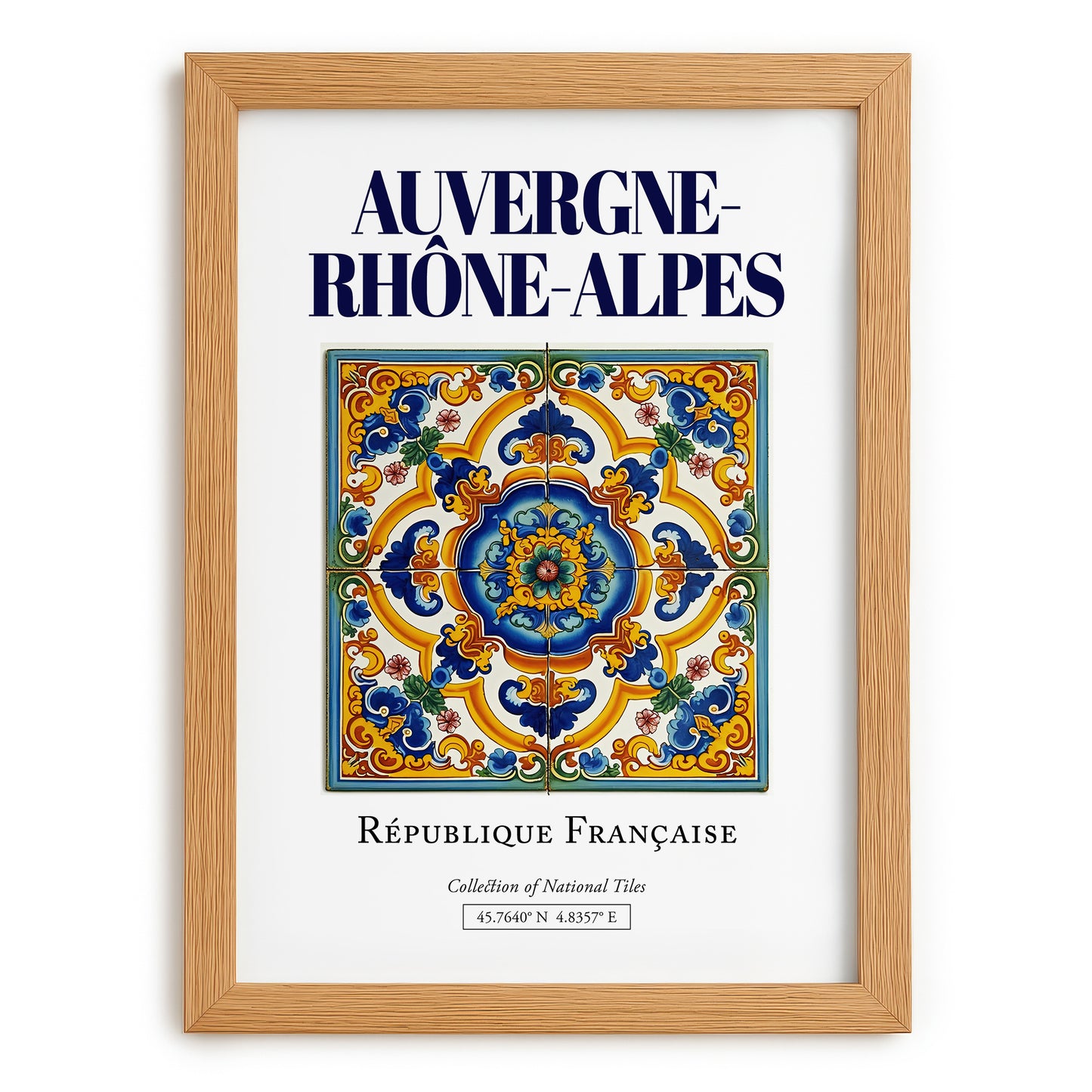 Auvergne-Rhône-Alpes, France – Travel Wall Art, set in oak frame