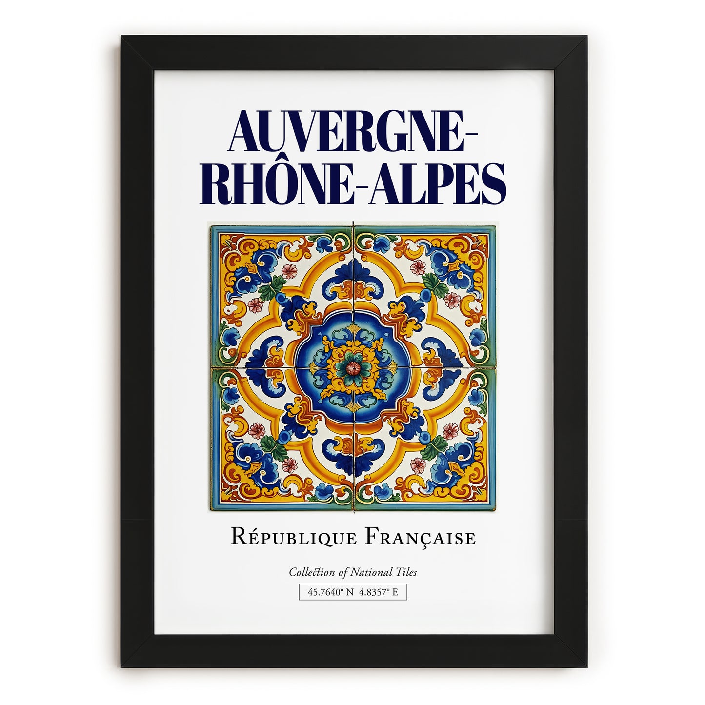 Auvergne-Rhône-Alpes, France – Travel Wall Art, in sleek black frame