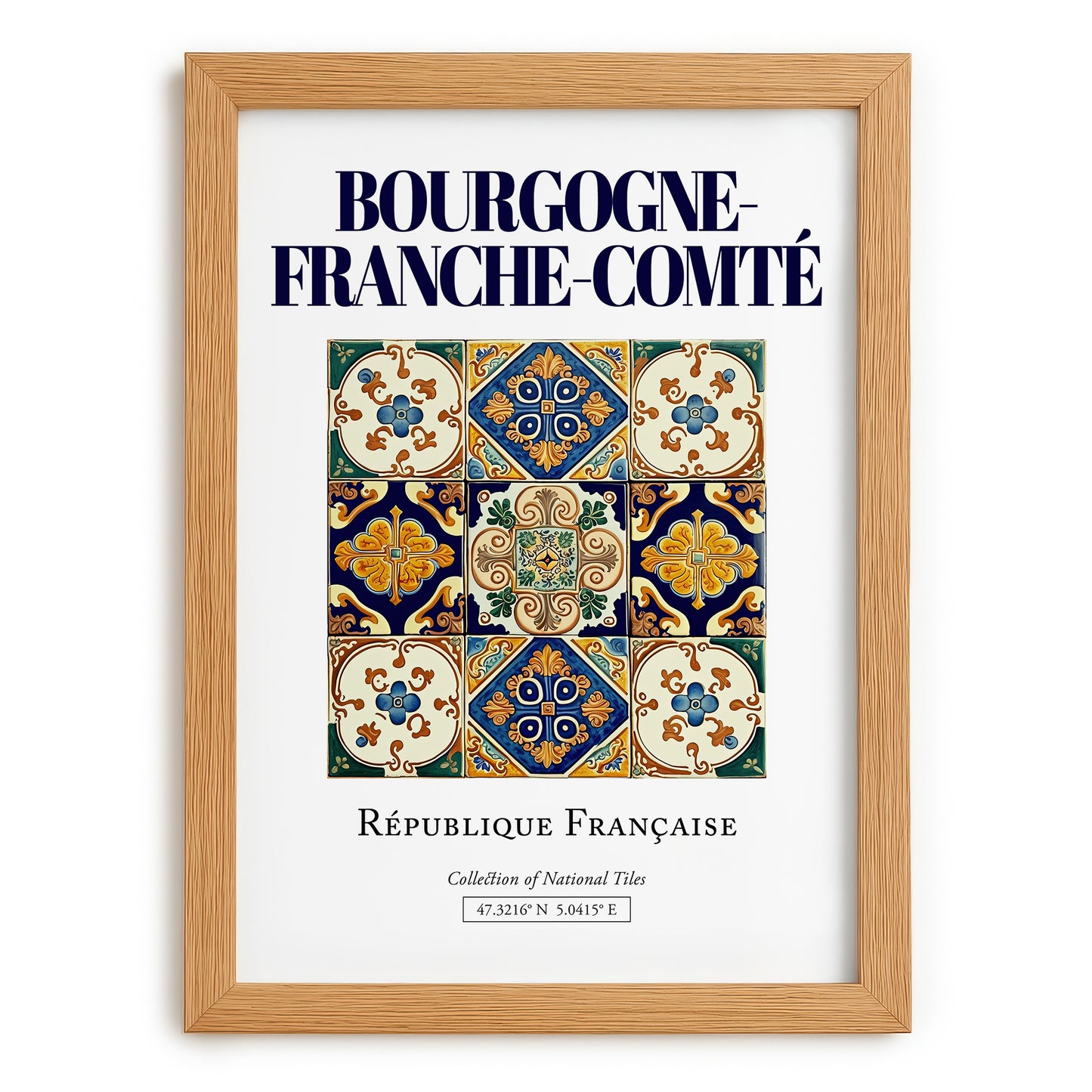 Bourgogne-Franche-Comté, France – Historic Cities Art Print, set in oak frame