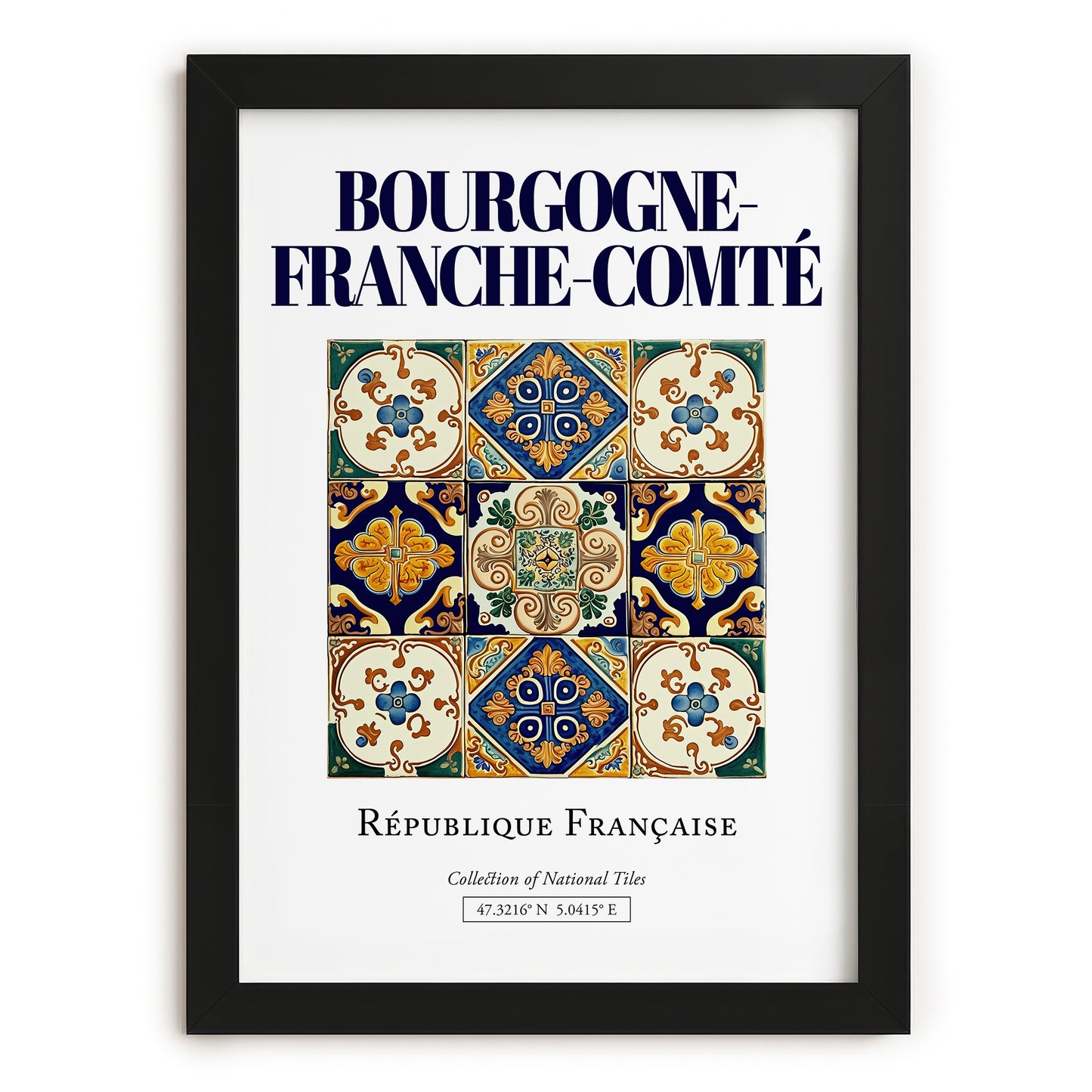Bourgogne-Franche-Comté, France – Historic Cities Art Print, in sleek black frame